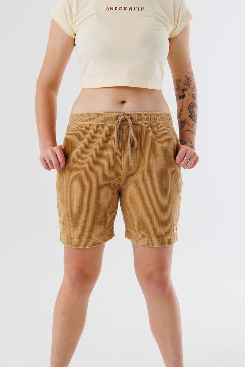 unisex-corduroy-shorts-brown-andorwith-surf-skate-wear