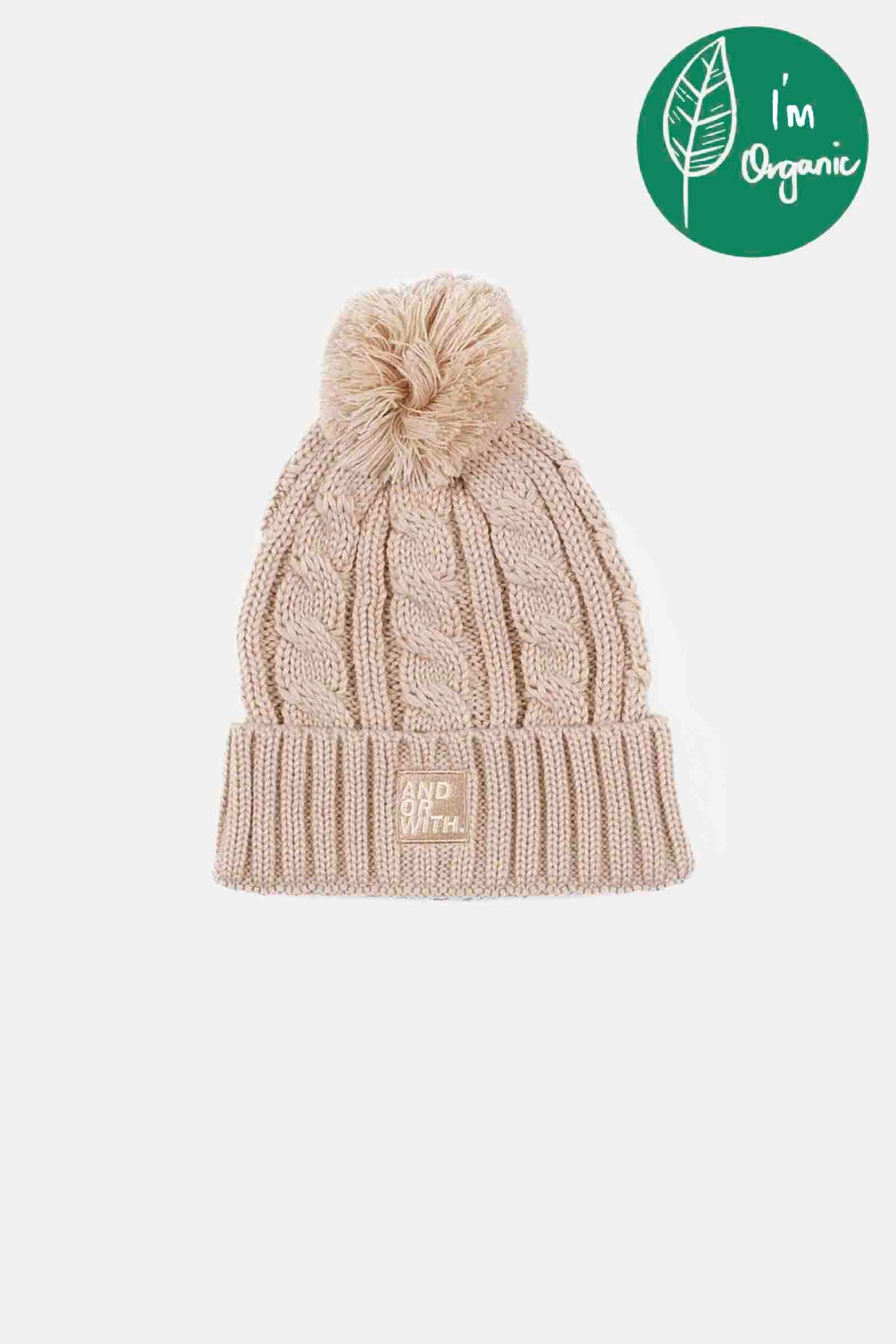 Cable Knit Pom Pom Beanie Cream