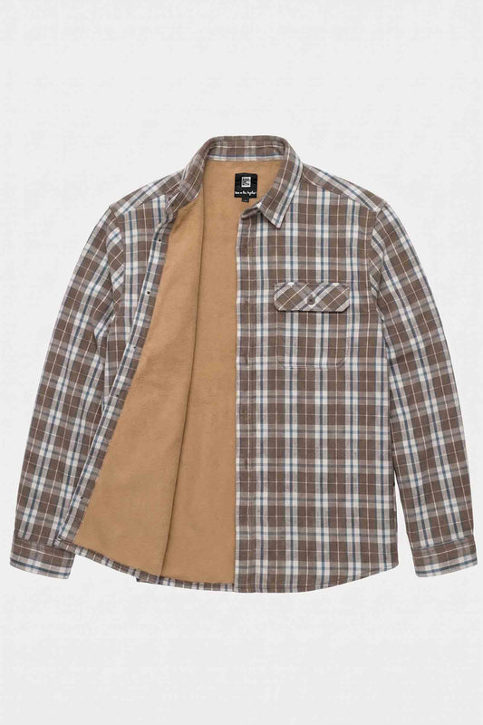 Beached Out Flannel Overshirt Brown / Cream