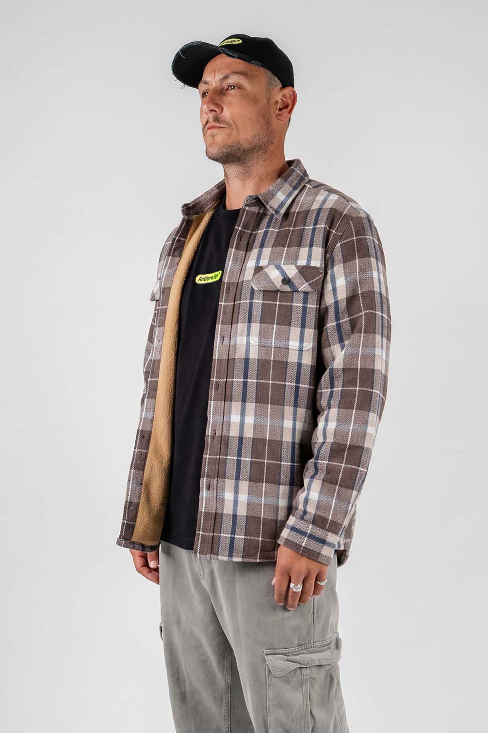 Beached Out Flannel Overshirt Brown / Cream *PRE ORDER* SHIPS 14TH JULY