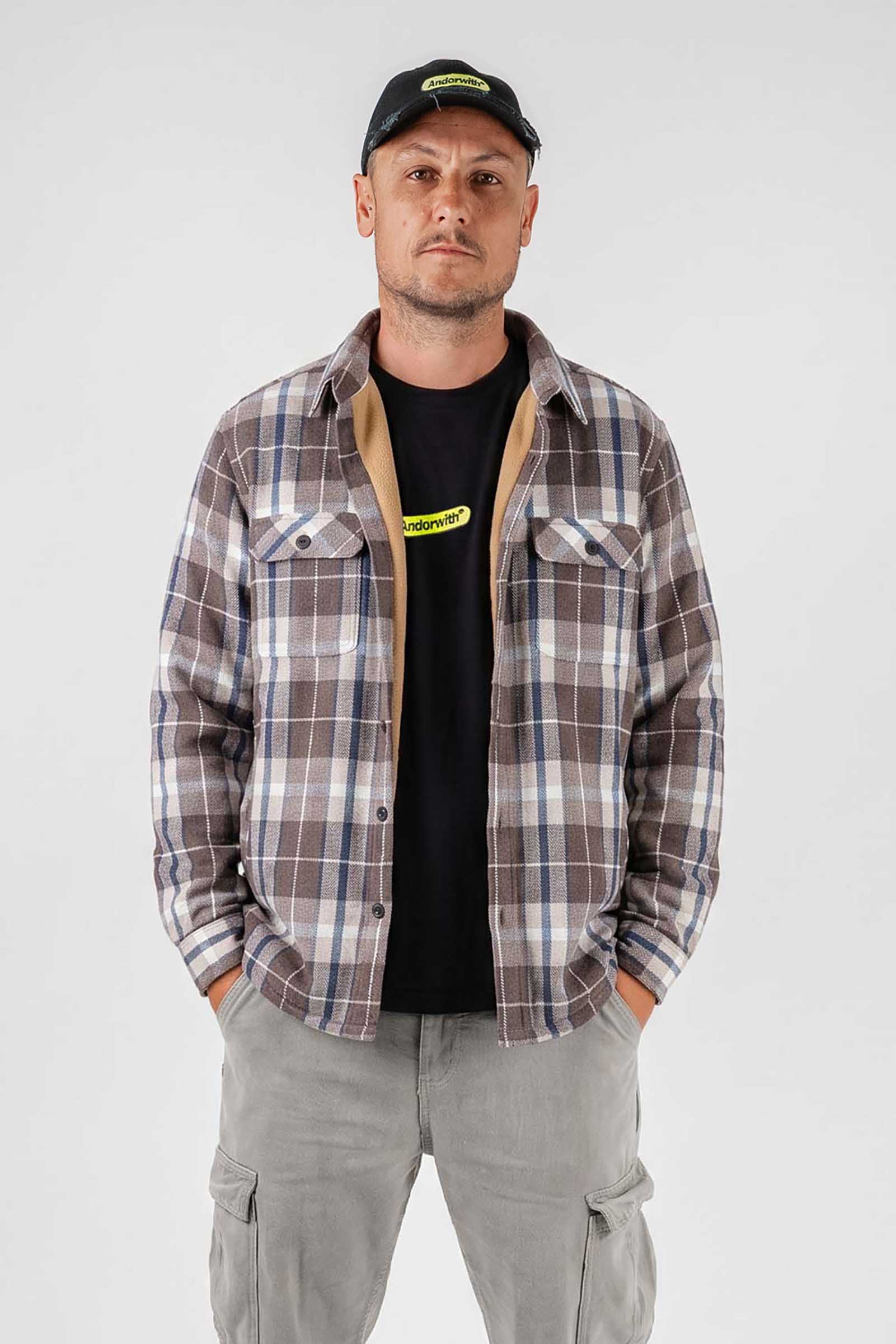 Beached Out Flannel Overshirt Brown / Cream *PRE ORDER* SHIPS 14TH JULY