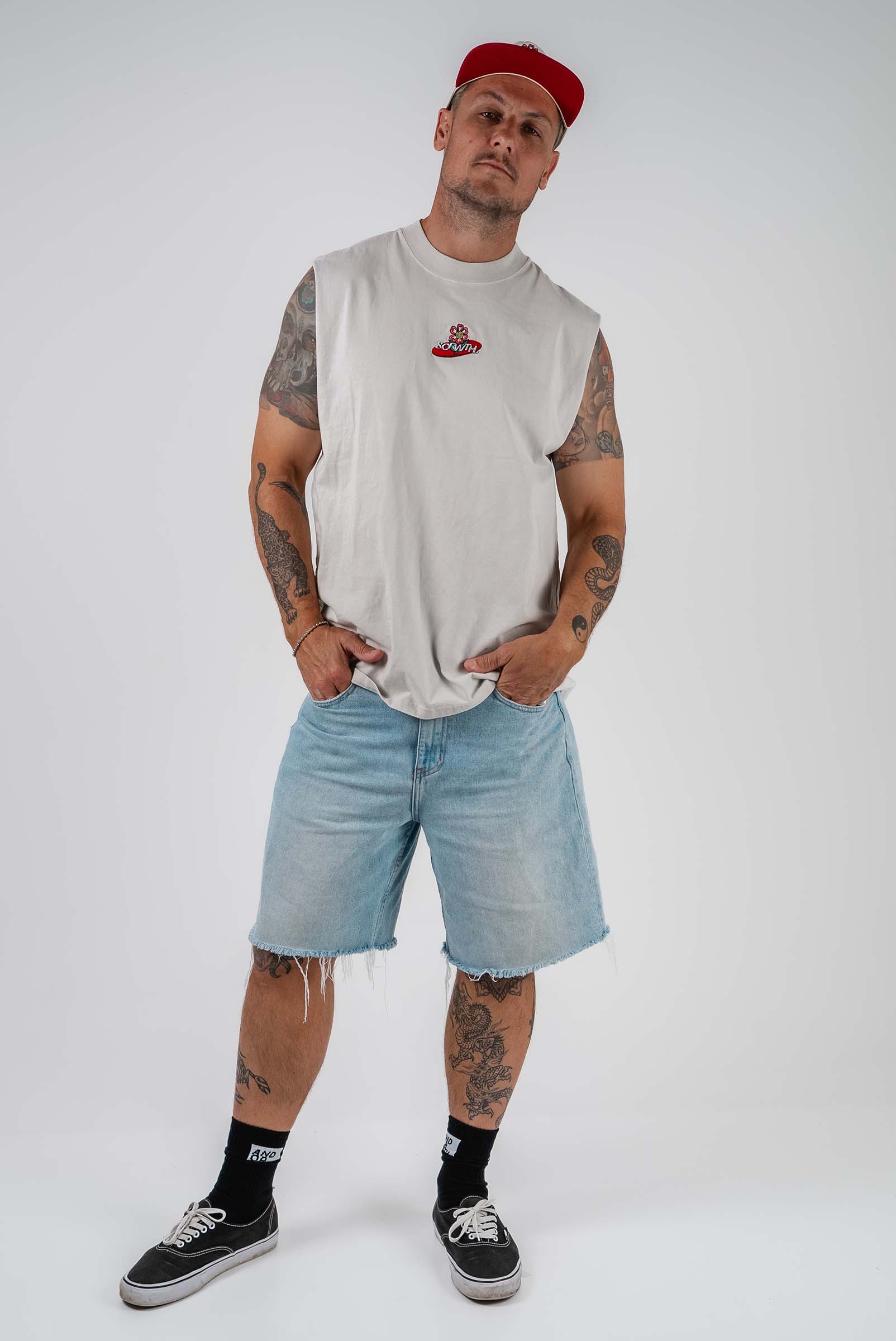 Trippy Flower Box Fit Muscle Tee Bone