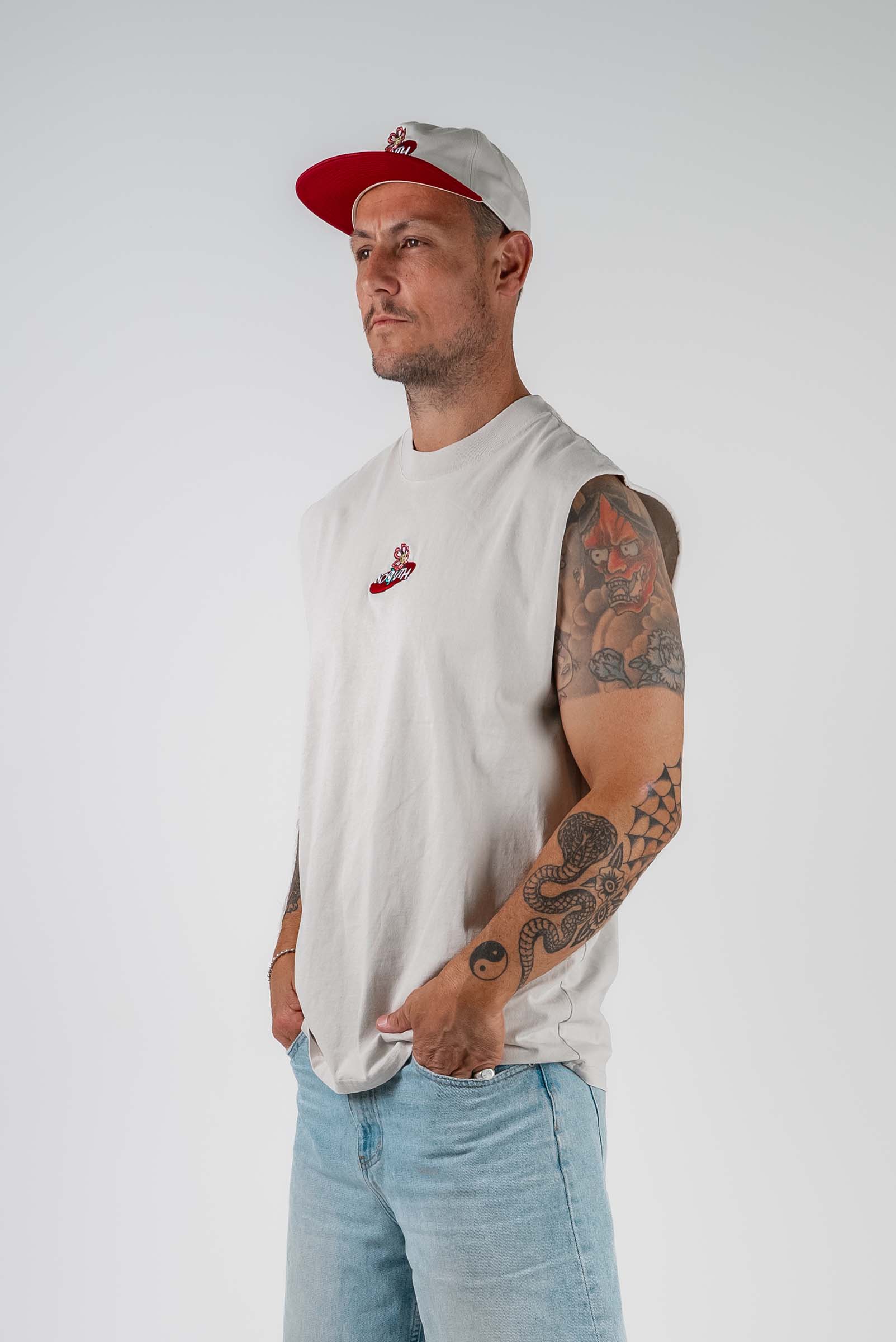 Trippy Flower Box Fit Muscle Tee Bone