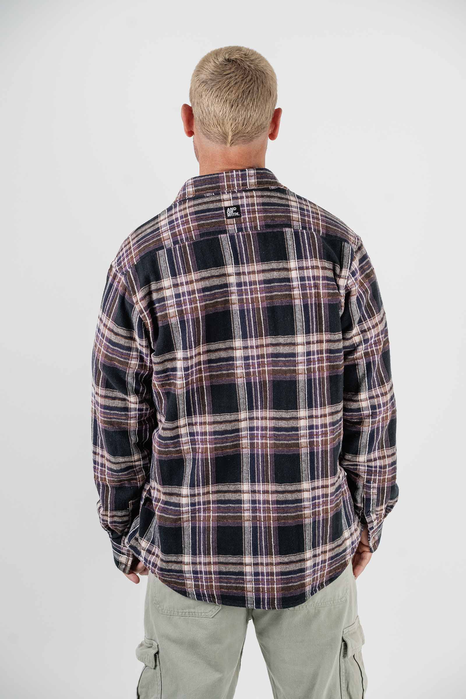 Beached Out Flannel Overshirt Black / Purple