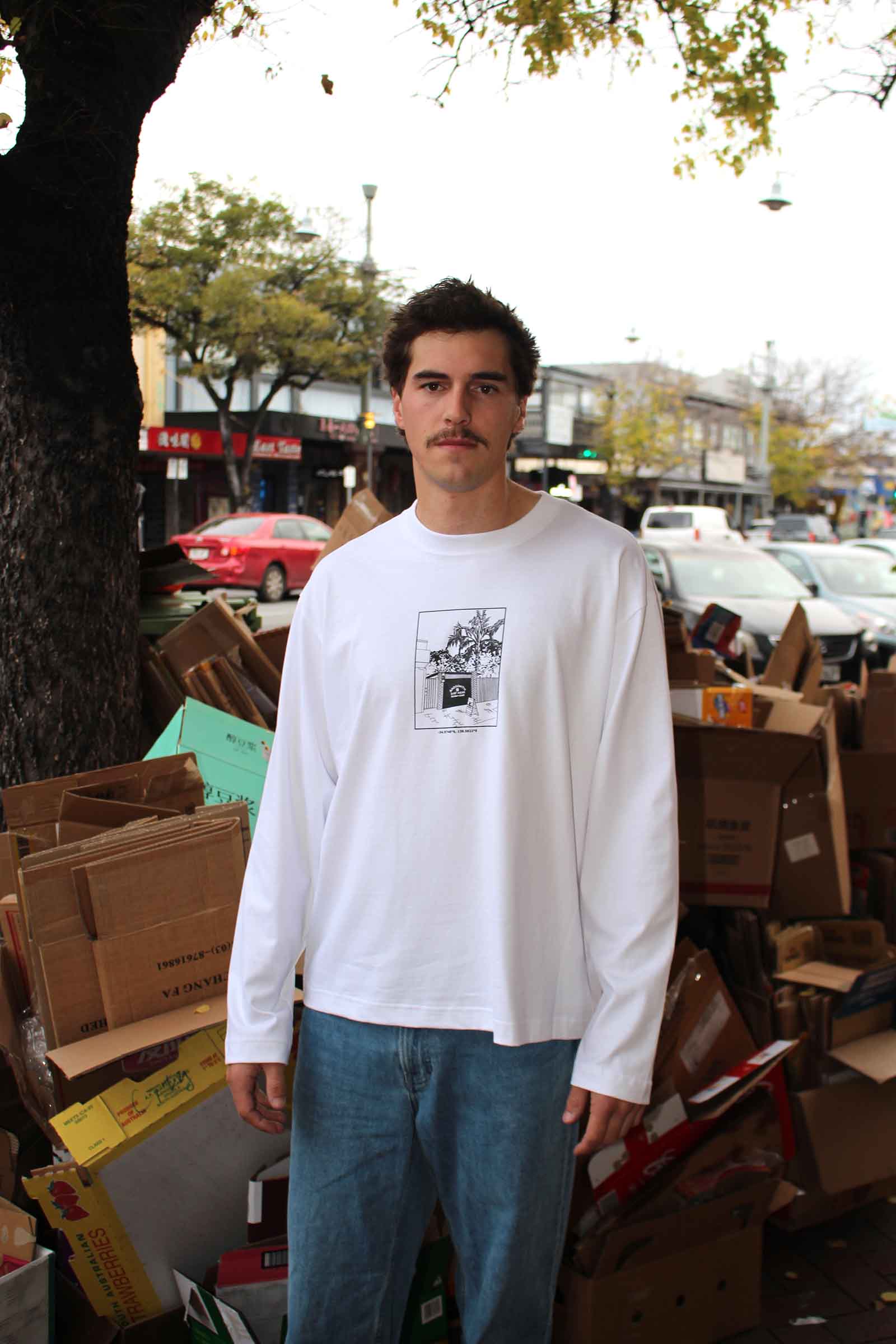 Garage Shop Box Fit L/S Tee White