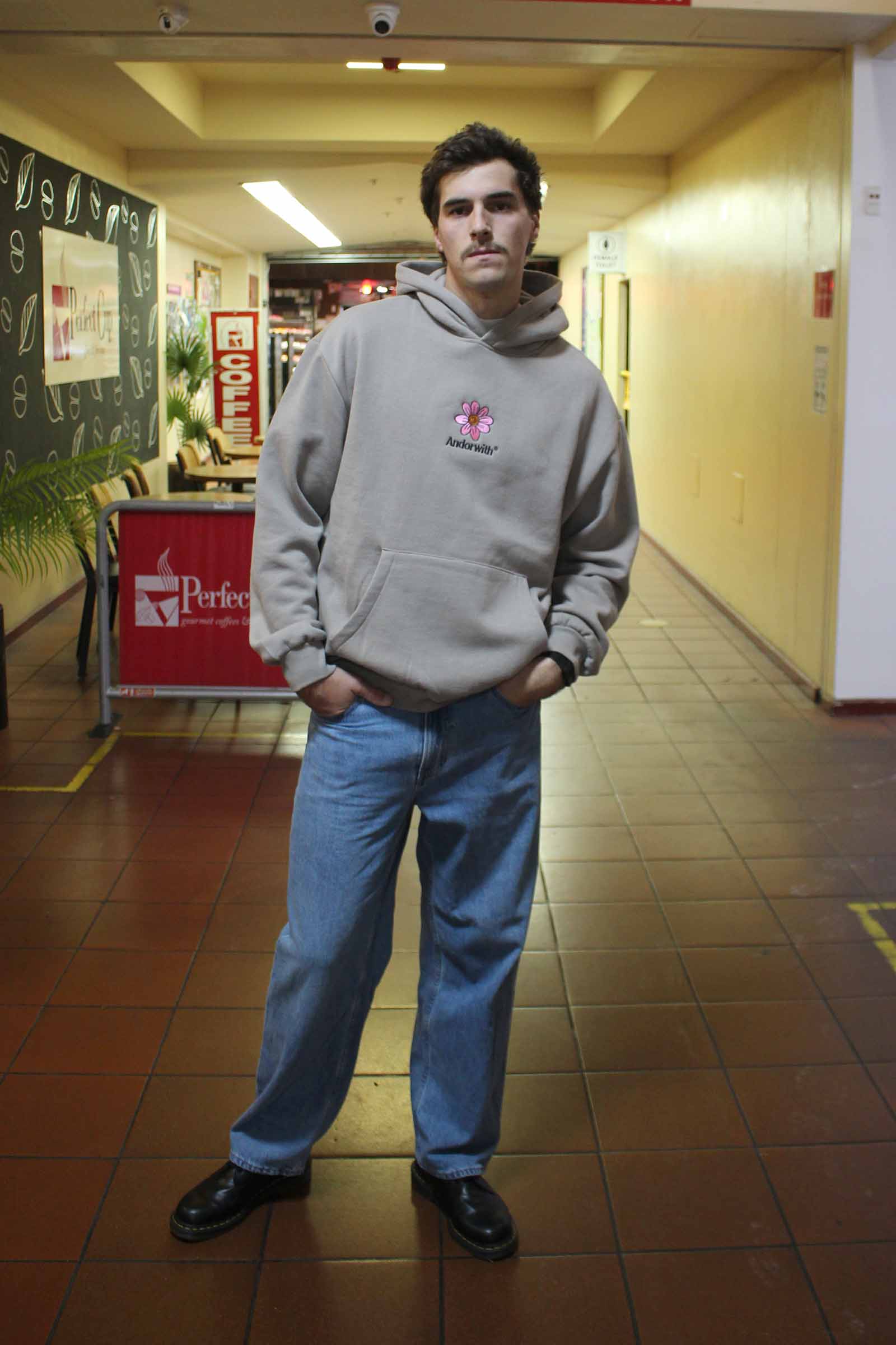 Happy Flower Box Fit Hoodie Mushroom