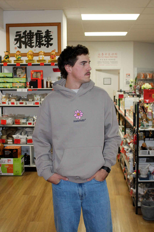 Happy Flower Box Fit Hoodie Mushroom