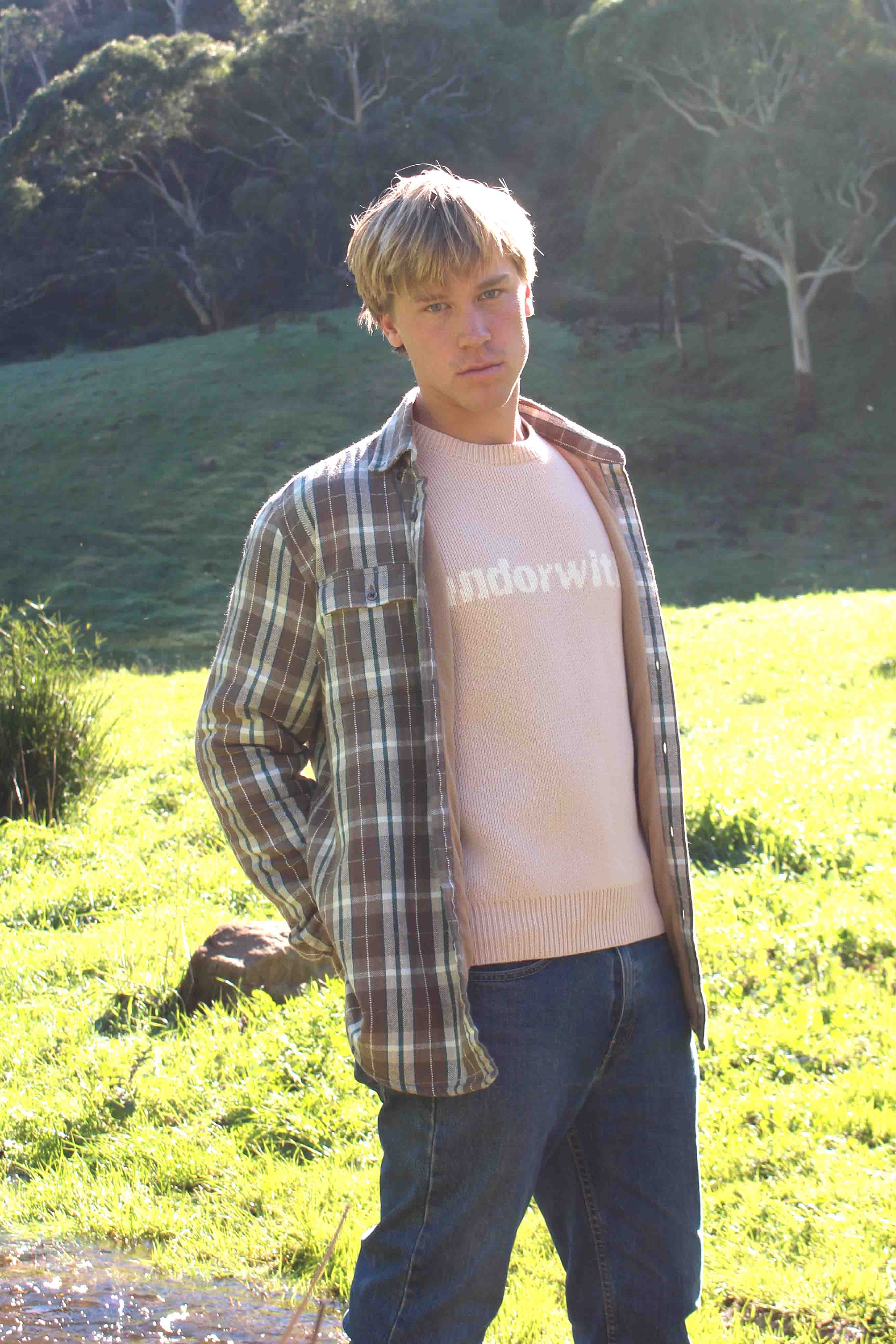 Beached Out Flannel Overshirt Brown / Cream