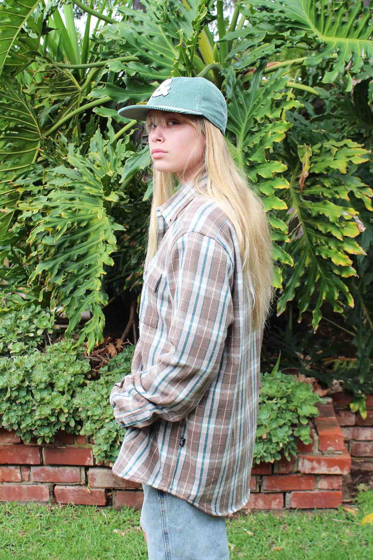 Beached Out Fleece-Lined Flannel Overshirt Brown / Cream