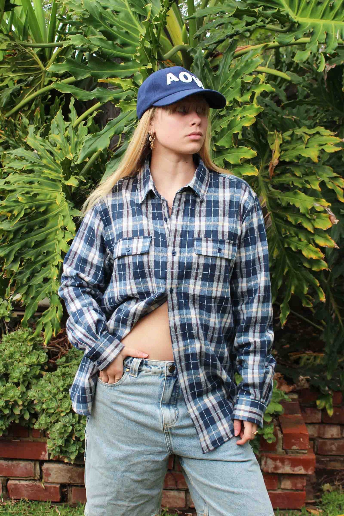 Beached Out Fleece-Lined Flannel Overshirt Navy / Blue