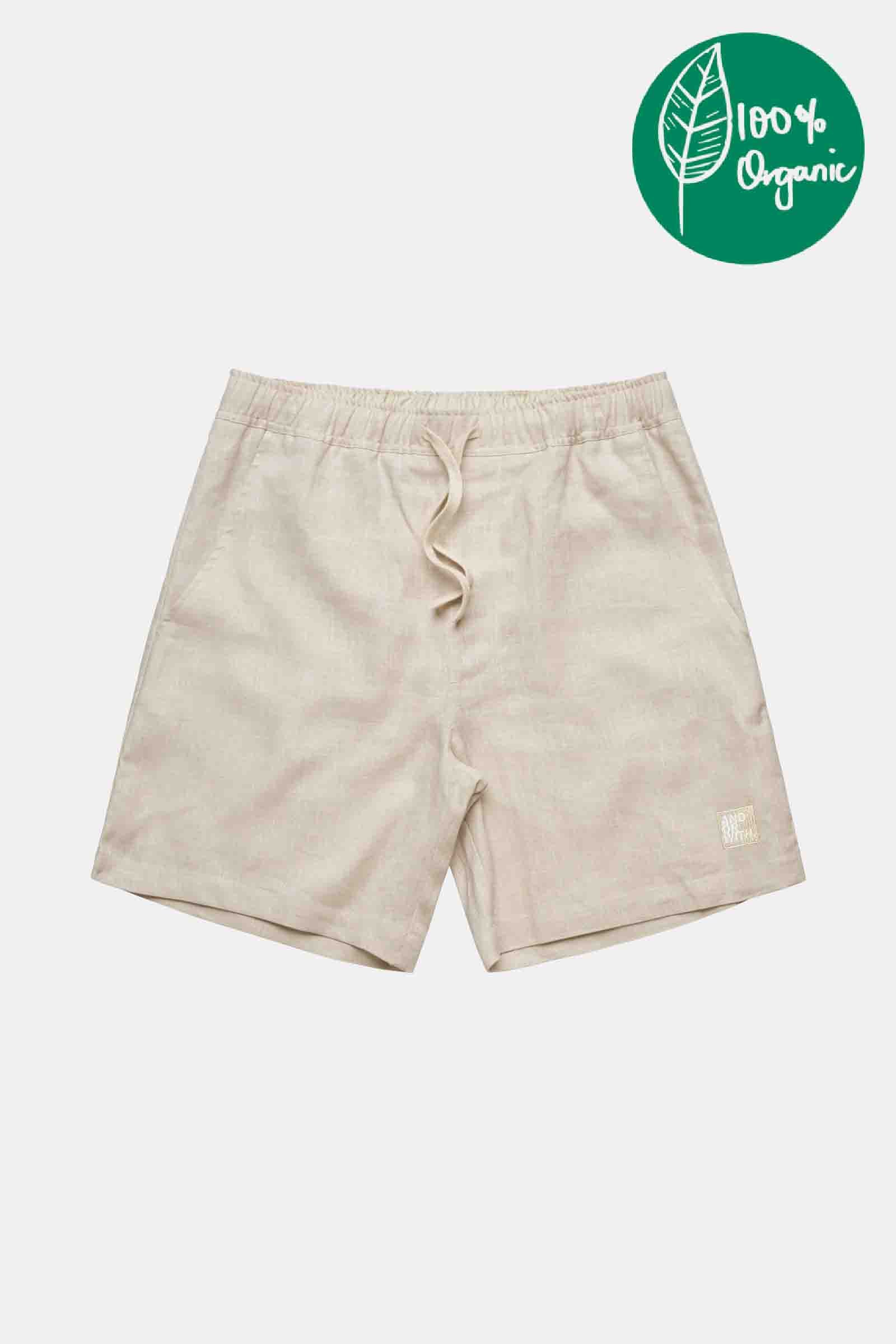 Logo Linen Shorts Cream