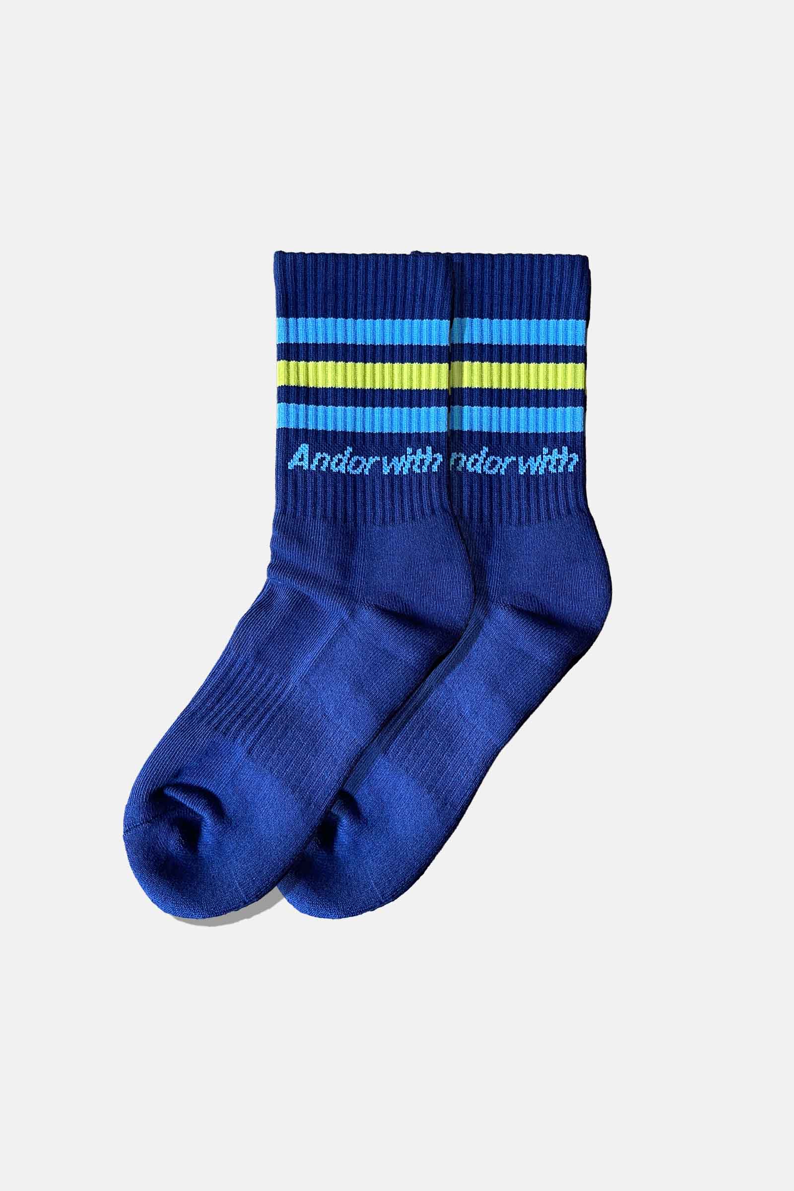 Stripe Socks Navy/Blue/Lime