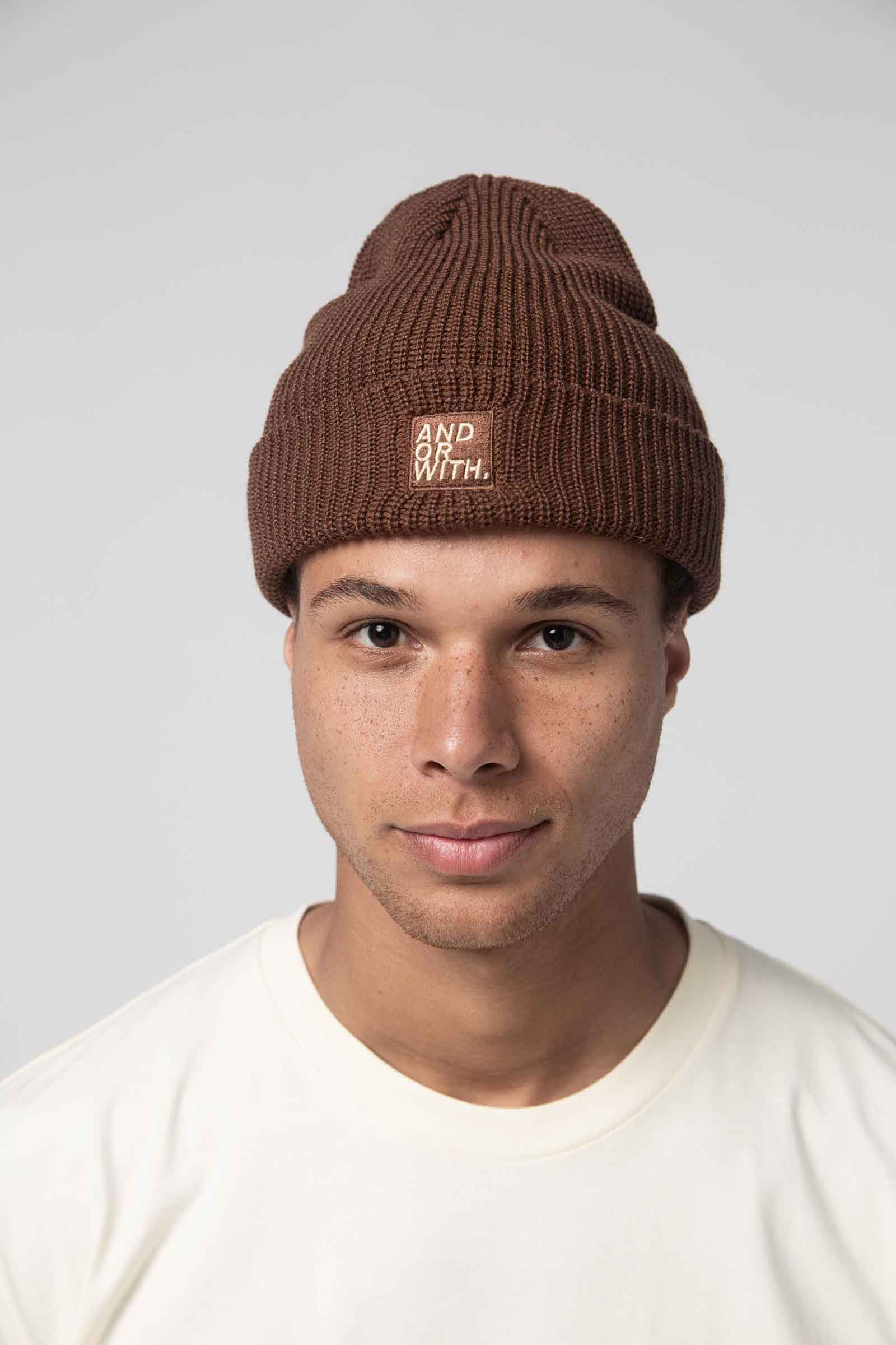 unisex-brown-wool-beanie-andorwith-surf-skate-wear