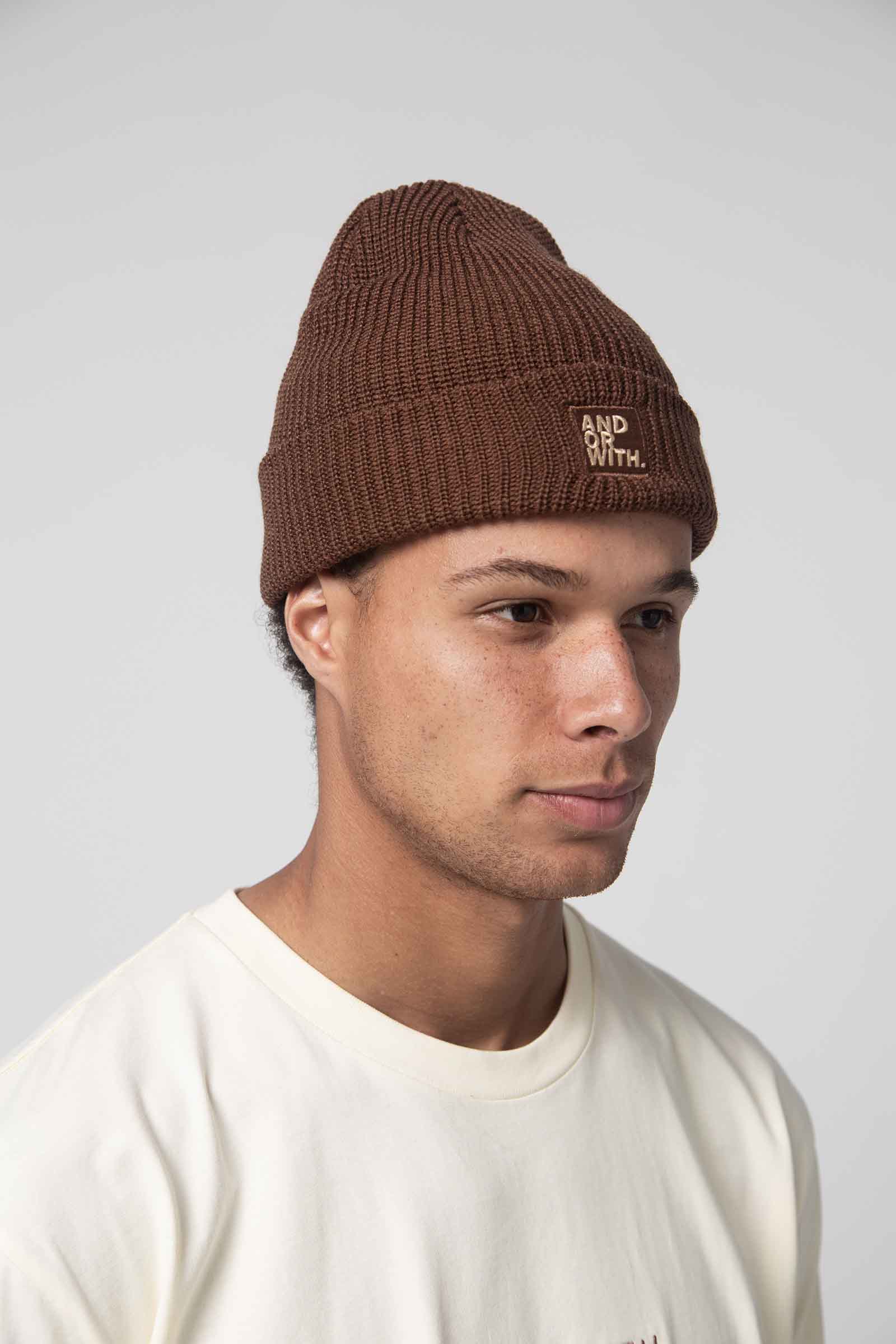 unisex-brown-wool-beanie-andorwith-surf-skate-wear