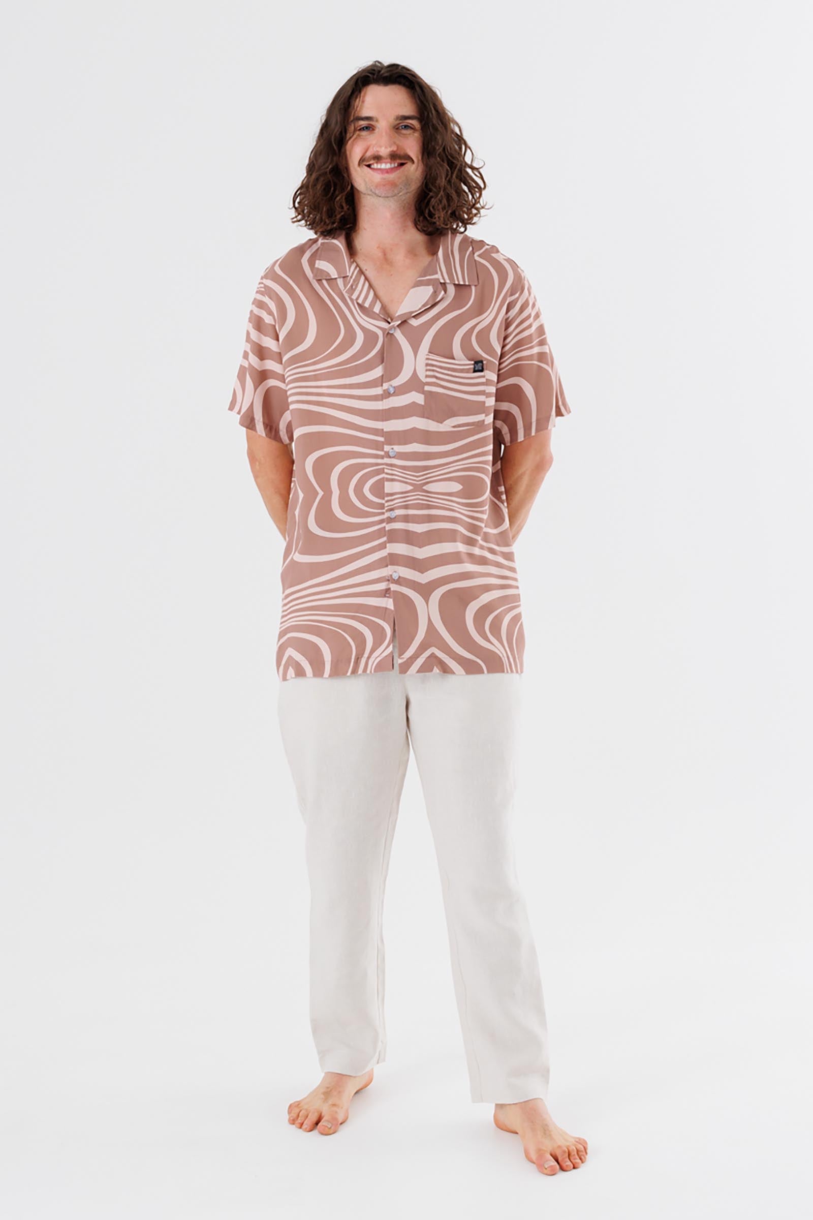 unisex-organic-rayon-shirt-brown-andorwith-surf-skate-wear