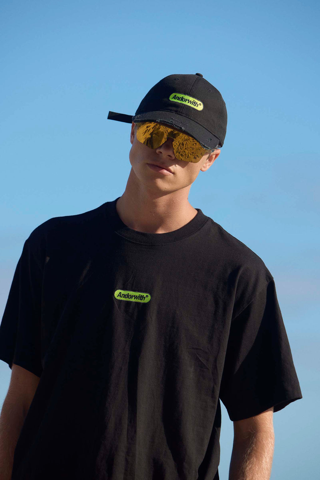 Green Pill Distressed Cap Black