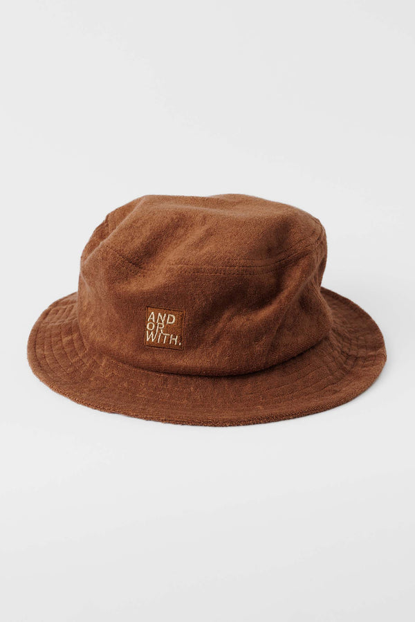 unisex-brown-terry-towlling-bucket-hat-andorwith-surf-skate-wear