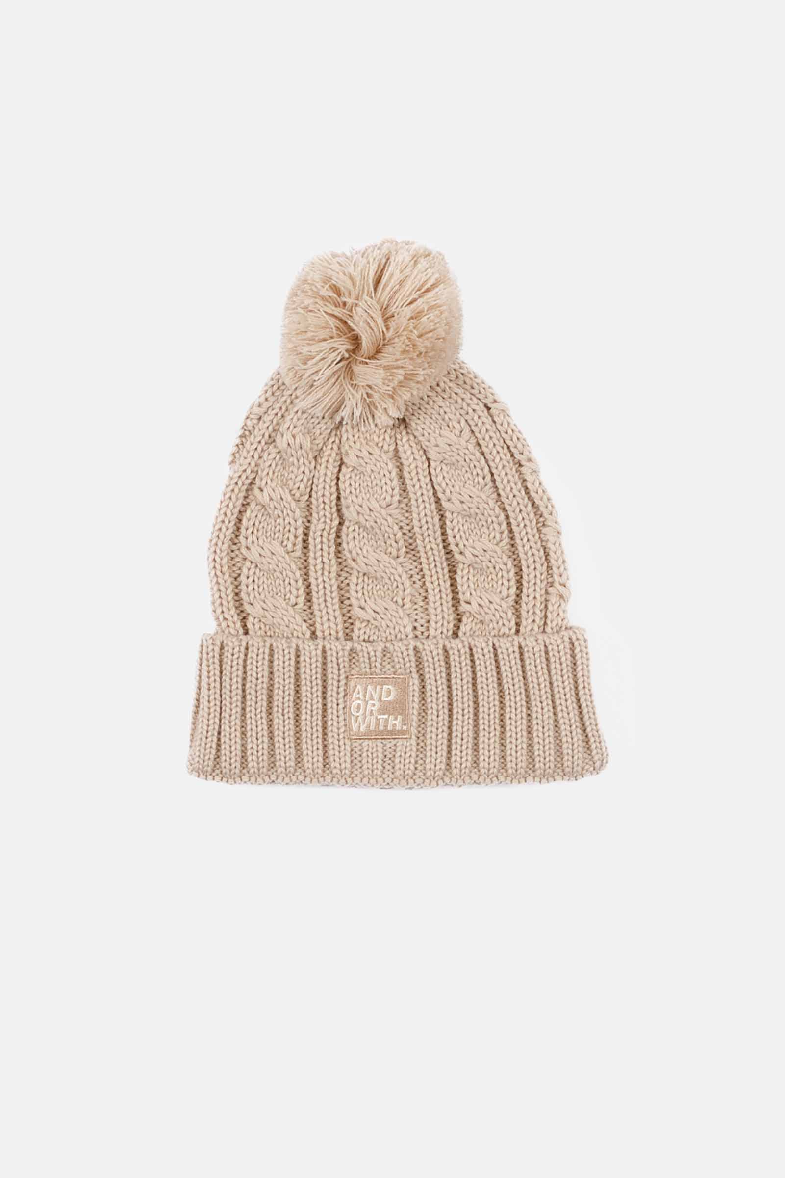 Cable Knit Pom Pom Beanie Cream