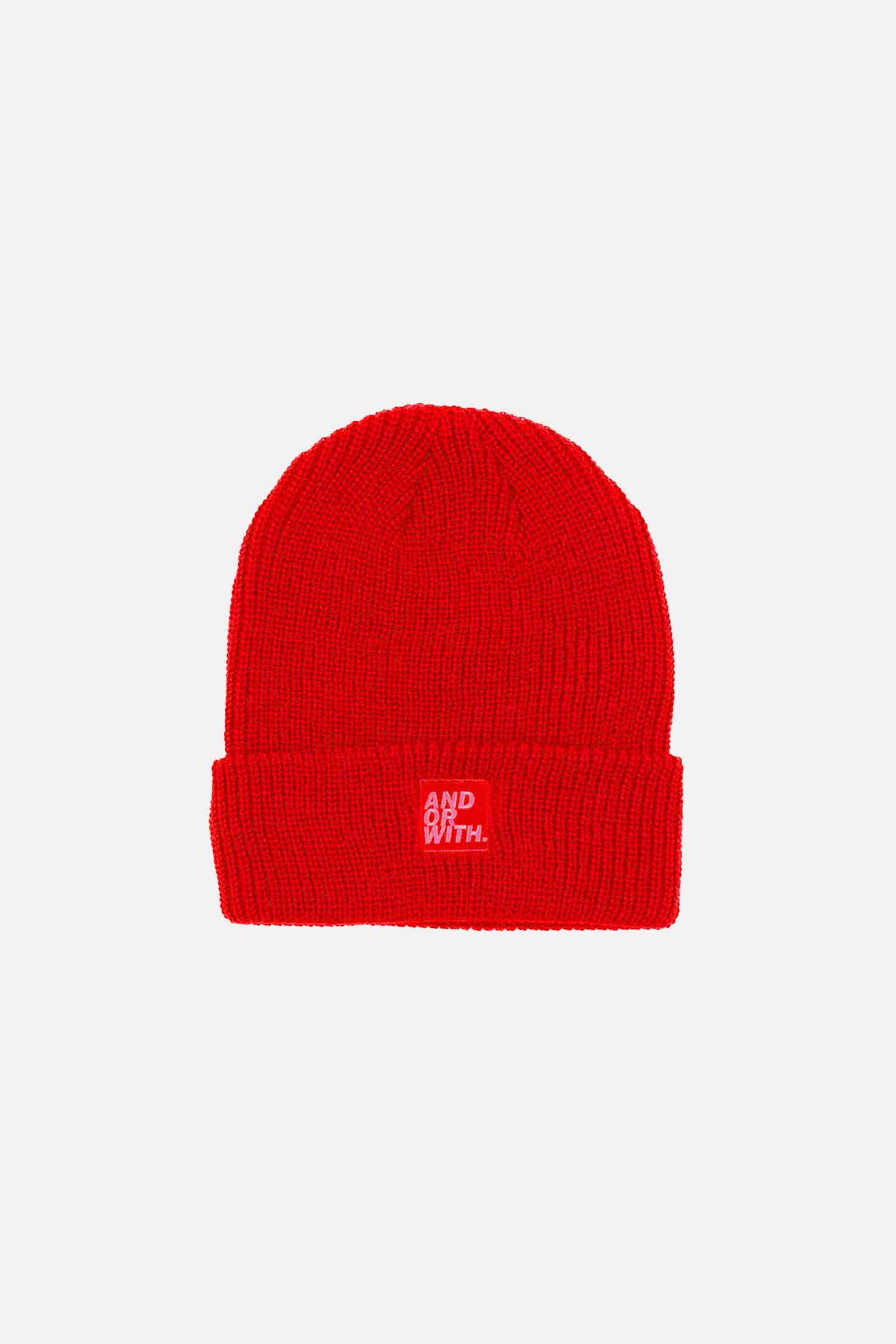 unisex-red-wool-beanie-andorwith-surf-skate-wear