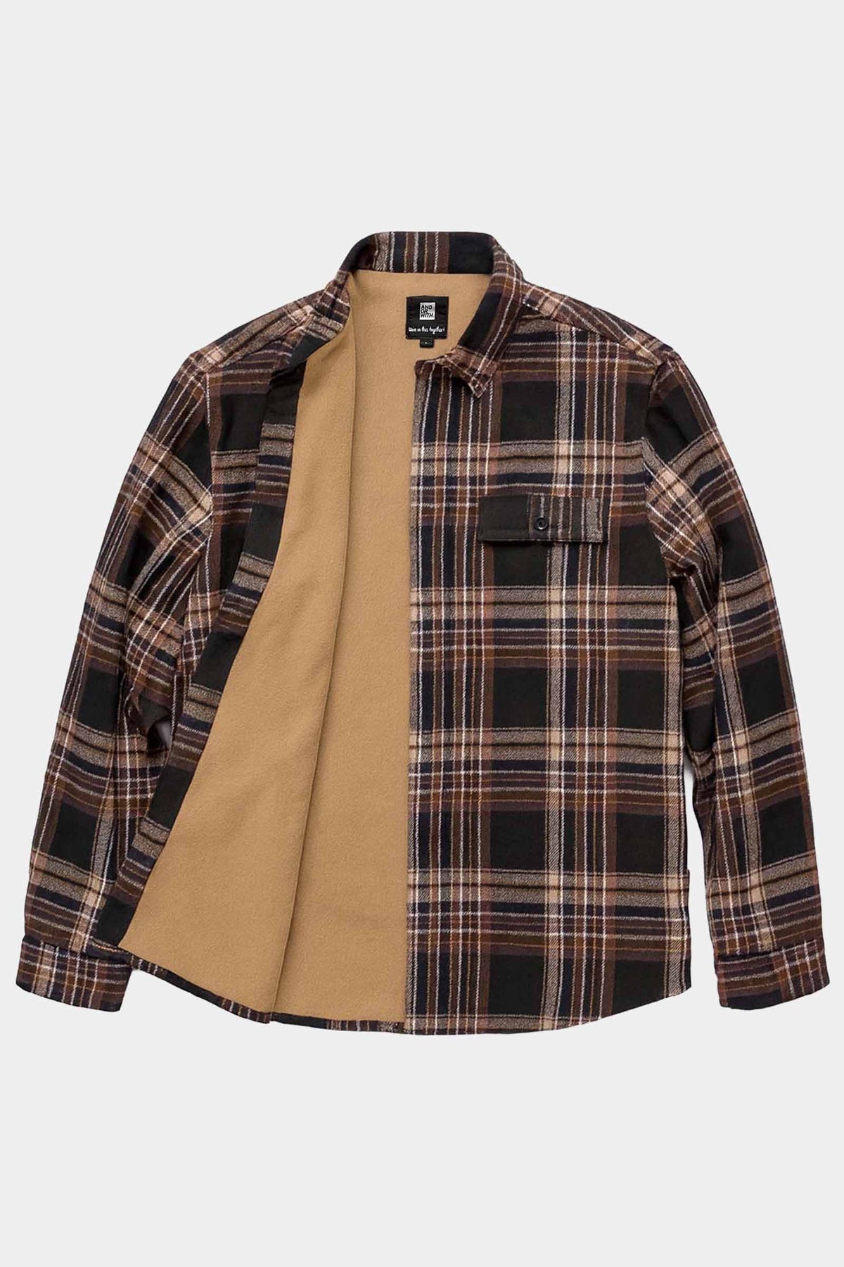 Beached Out Fleece-Lined Flannel Overshirt Black / Purple