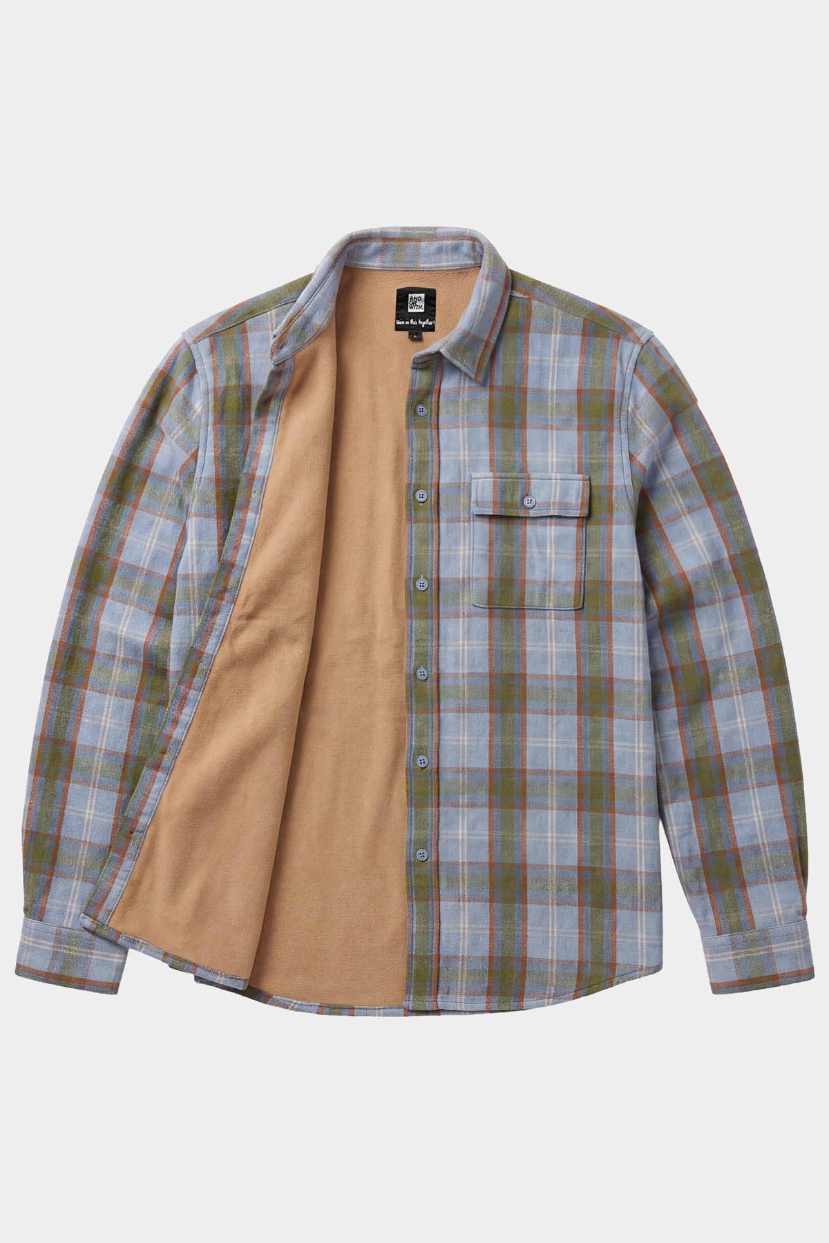 Beached Out Fleece-Lined Flannel Overshirt Blue