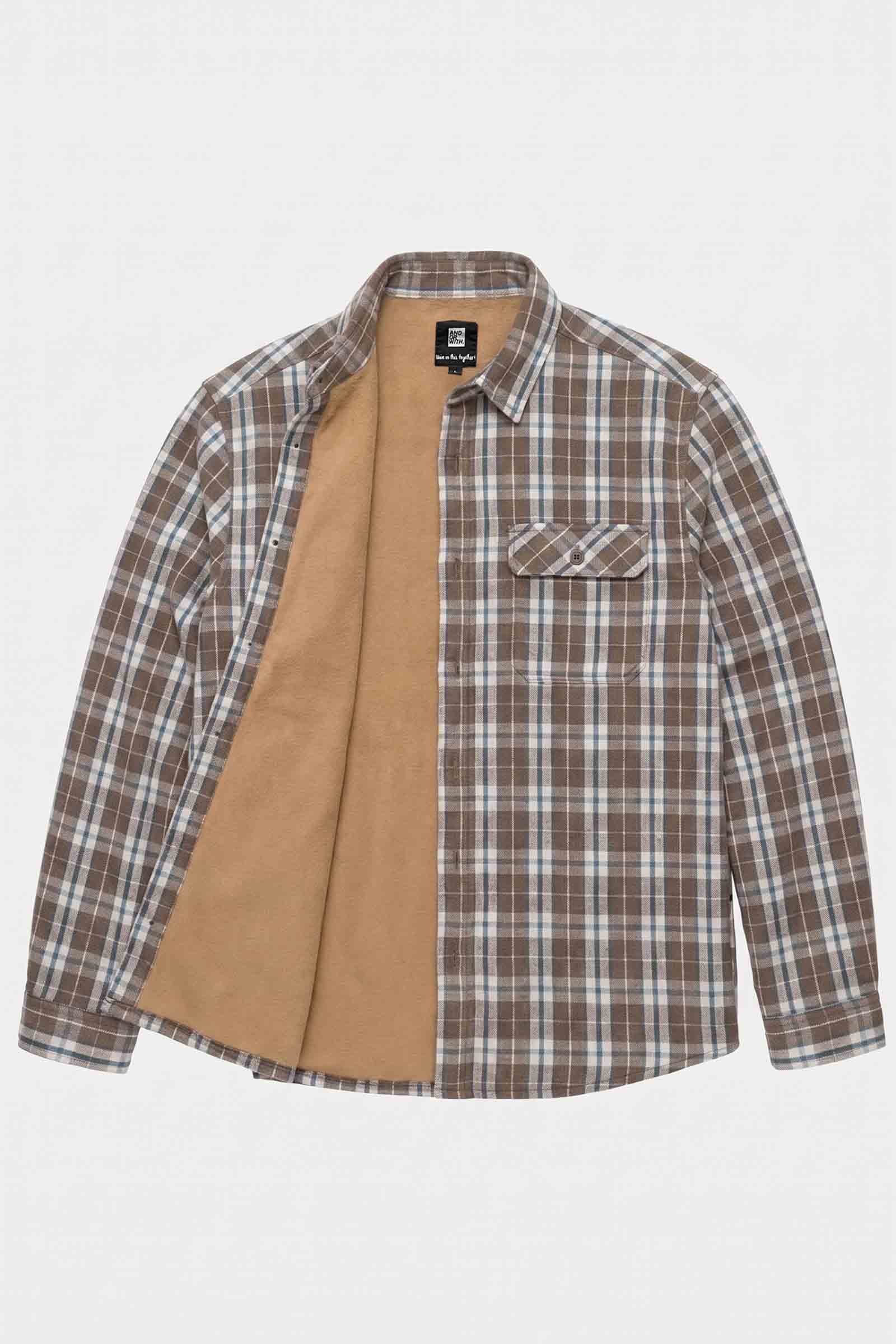 Beached Out Flannel Overshirt Brown / Cream