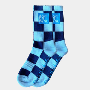 Checkered Socks Baby Blue/Navy