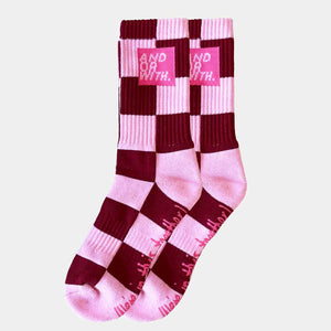 Checkered Socks Maroon/Pink