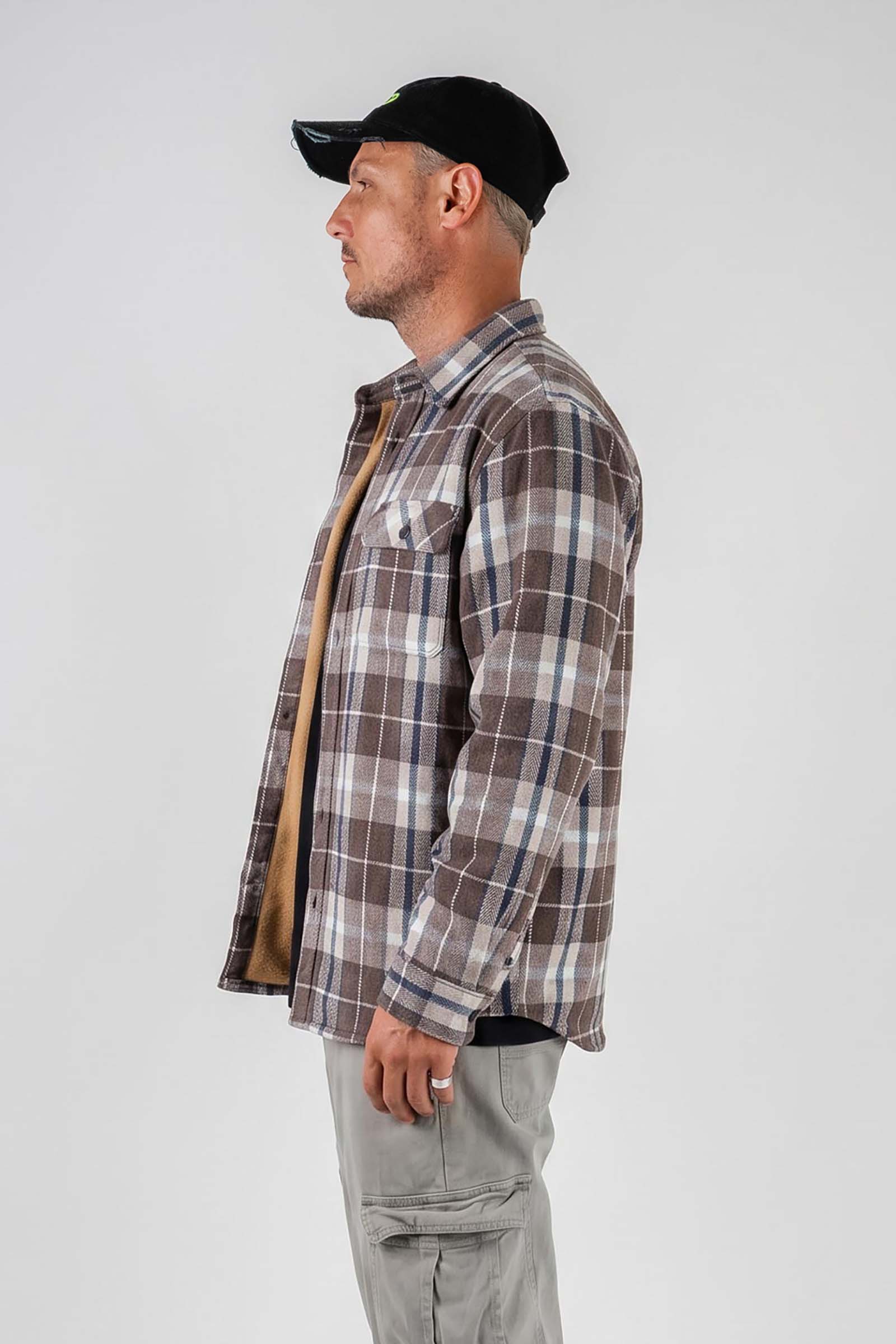 Beached Out Flannel Overshirt Brown / Cream *PRE ORDER* SHIPS 14TH JULY