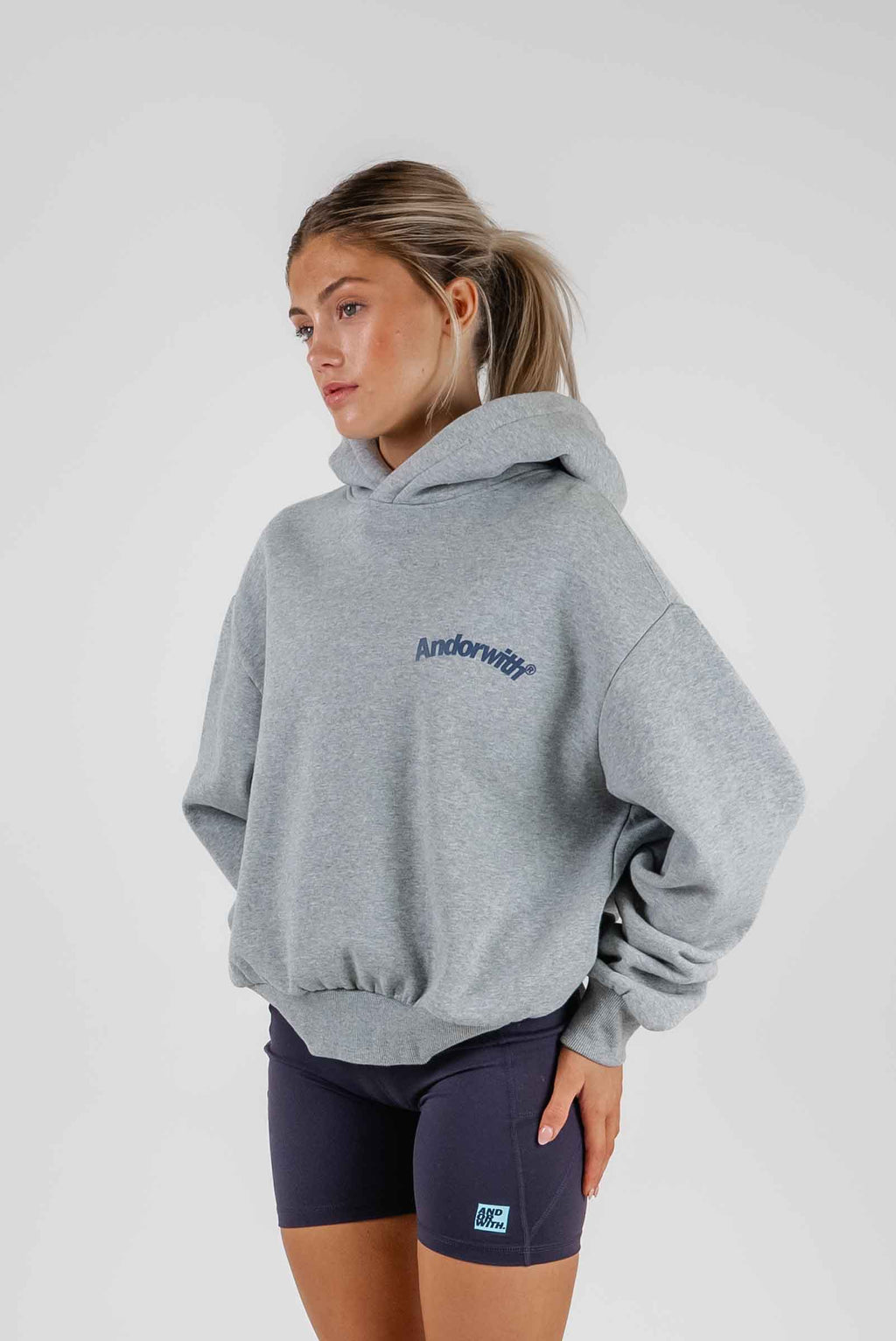 Swoop Box Fit Hoodie Grey Marle