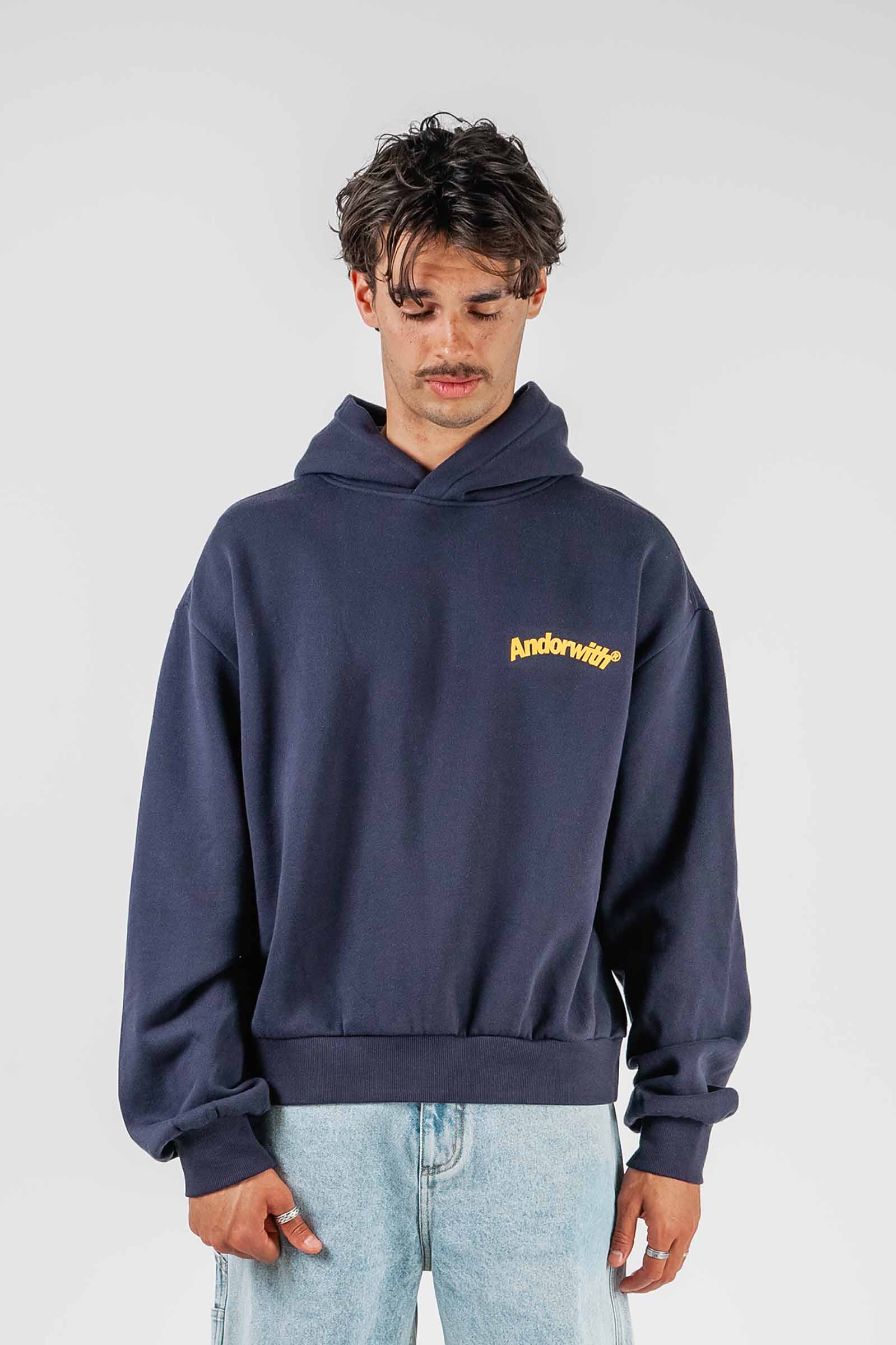 Swoop Box Fit Hoodie Navy