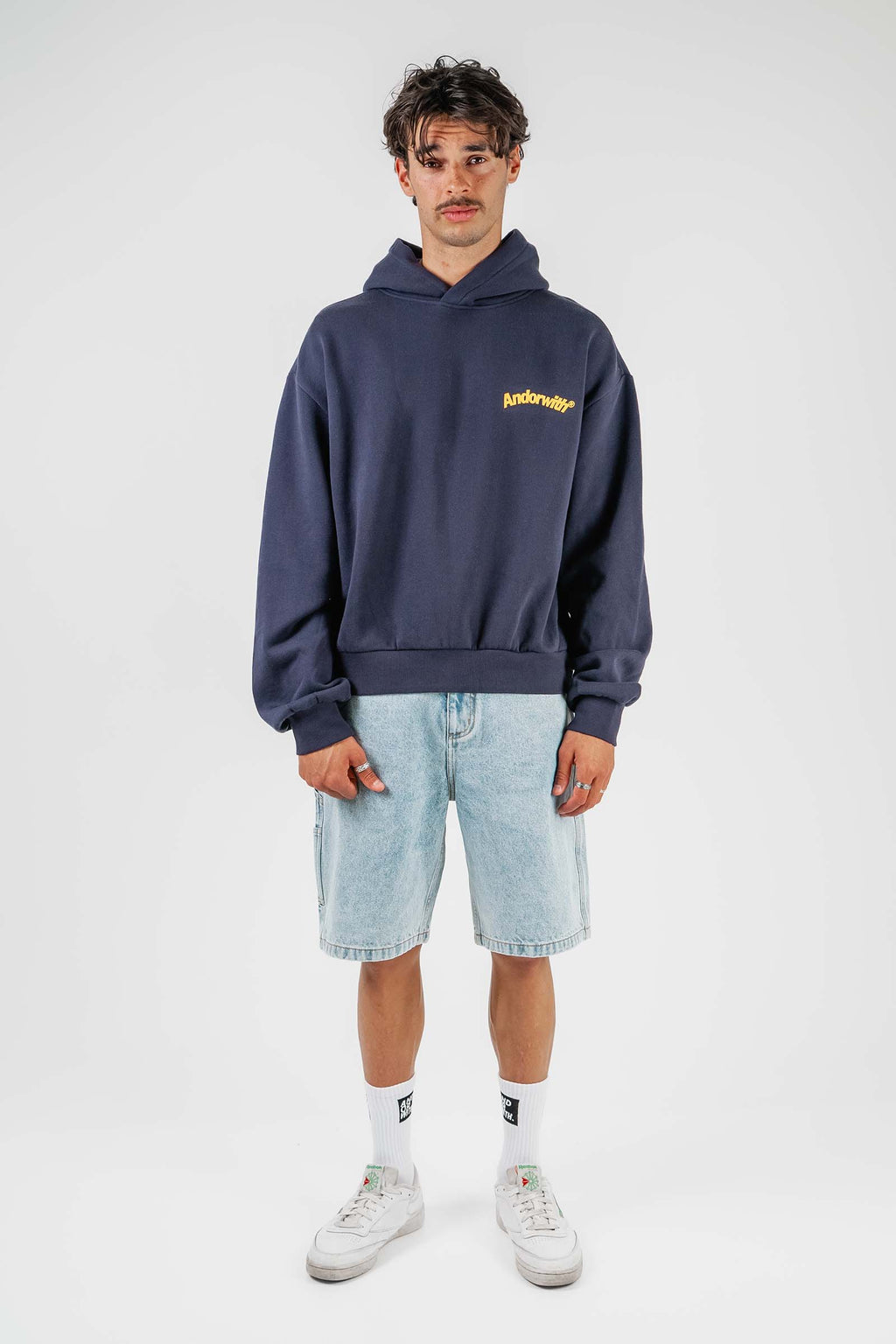 Swoop Box Fit Hoodie Navy