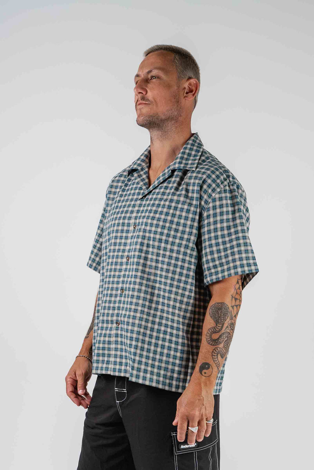 Check Button Up Shirt Green