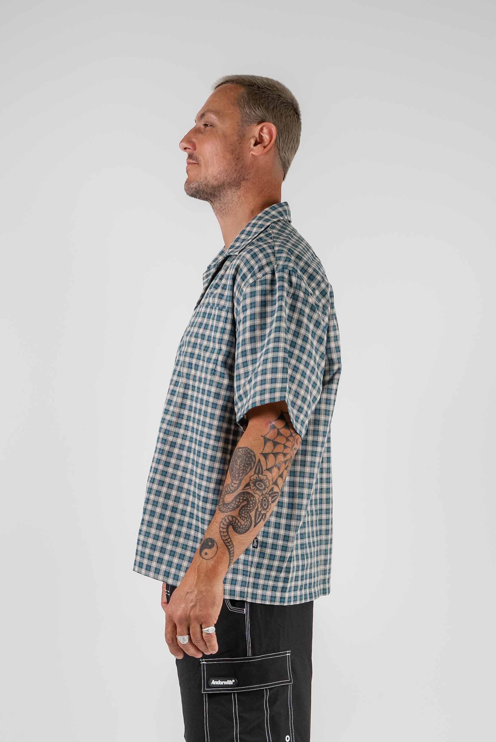 Check Button Up Shirt Green