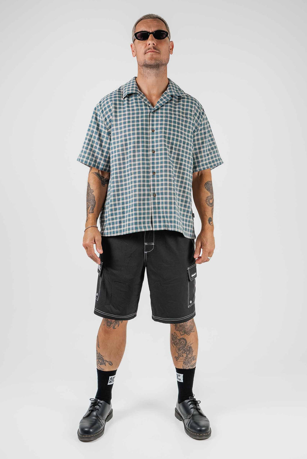 Check Button Up Shirt Green