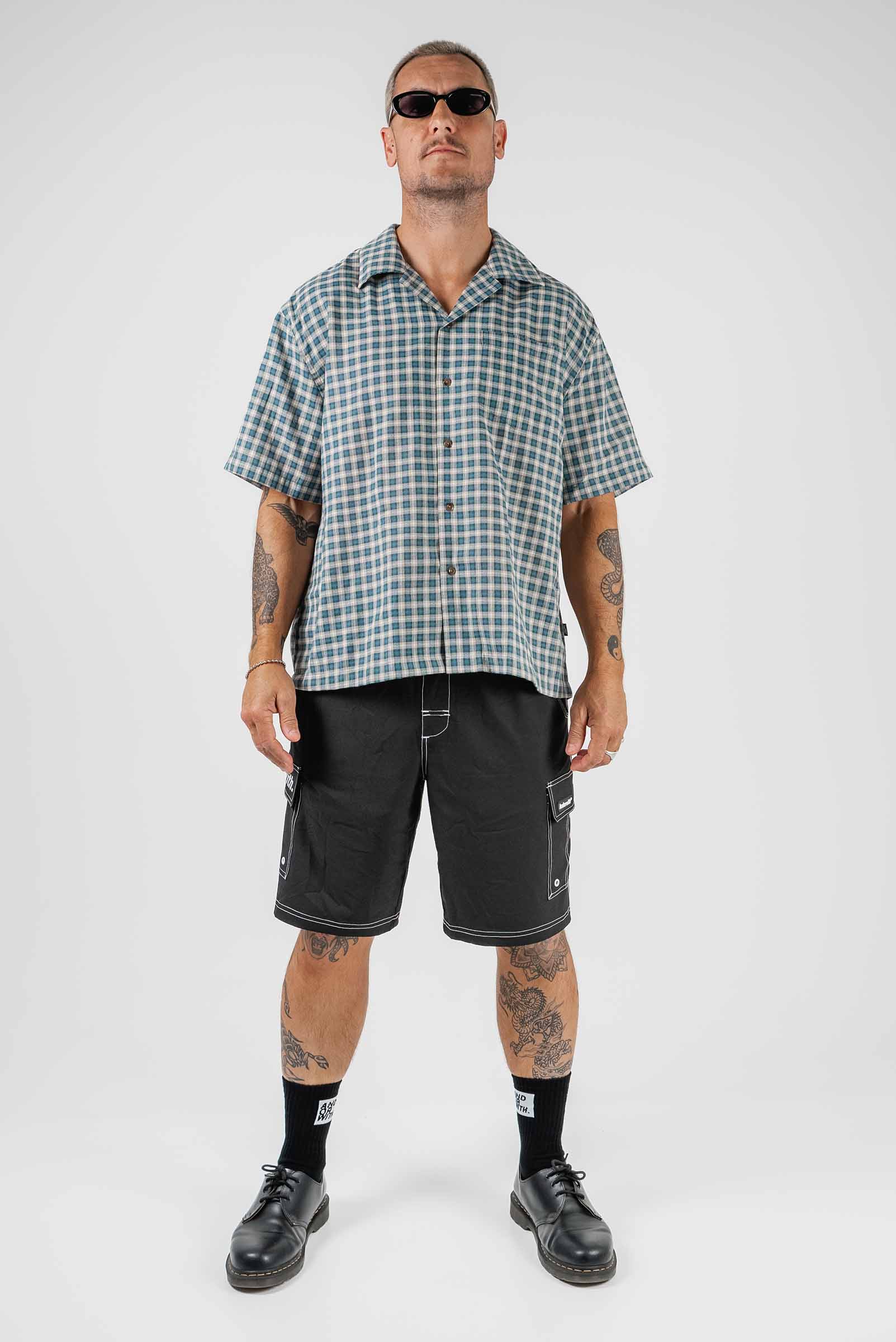 Check Button Up Shirt Green