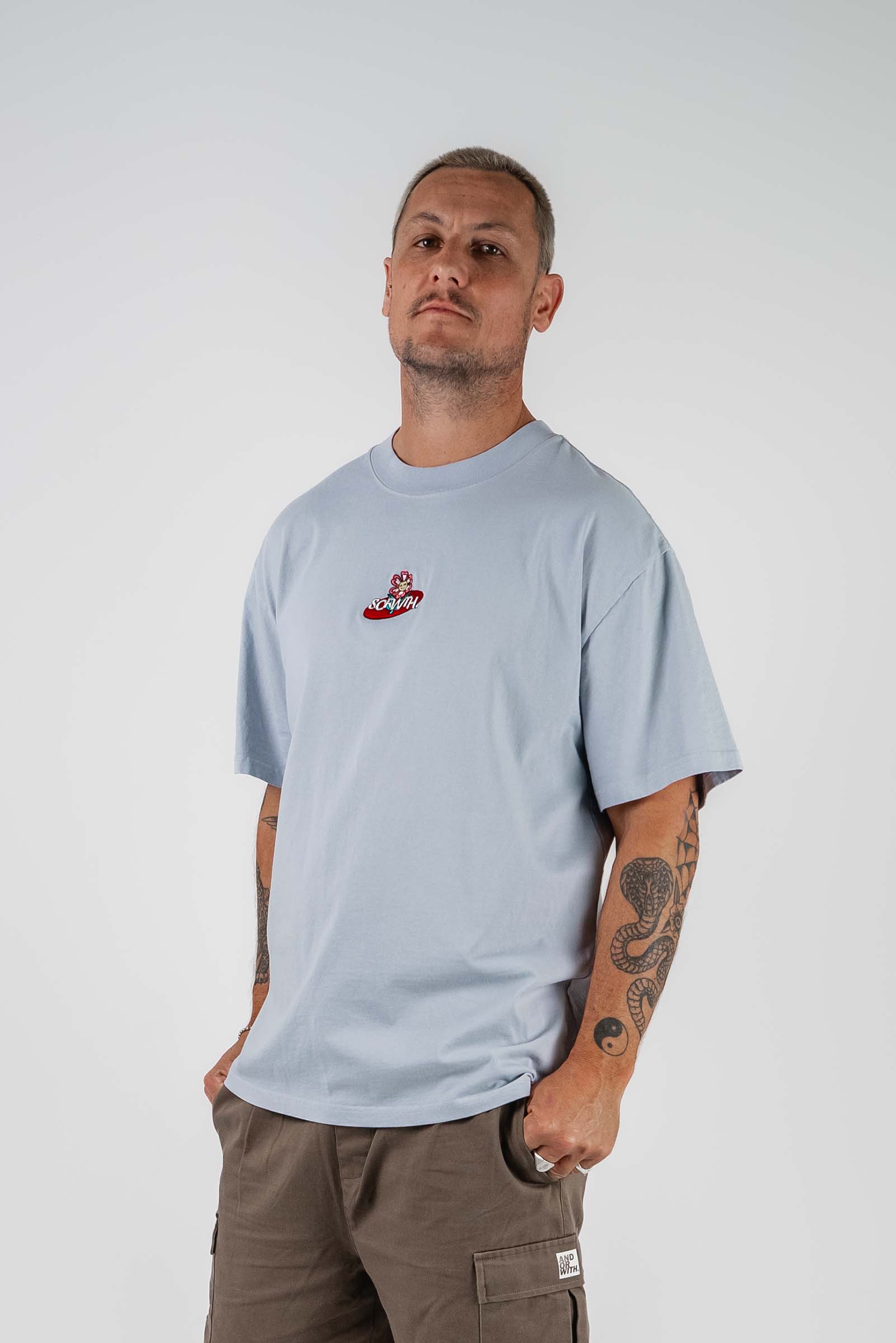 Trippy Flower Oversized Tee Light Blue