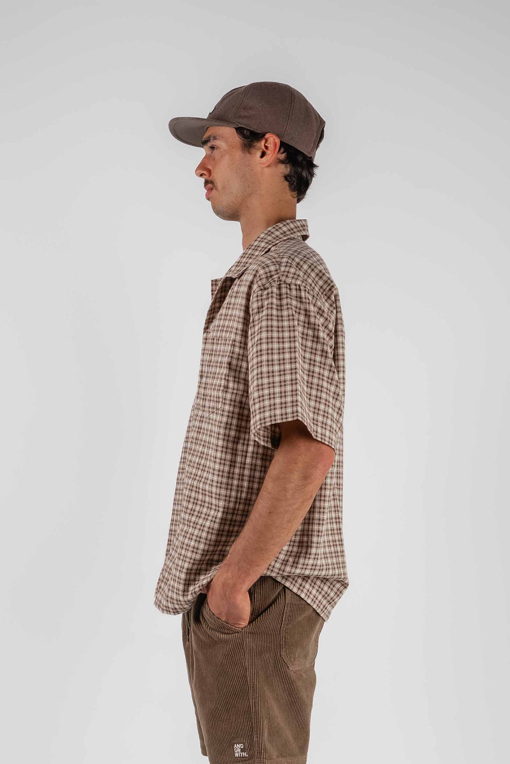 Check Button Up Shirt Brown