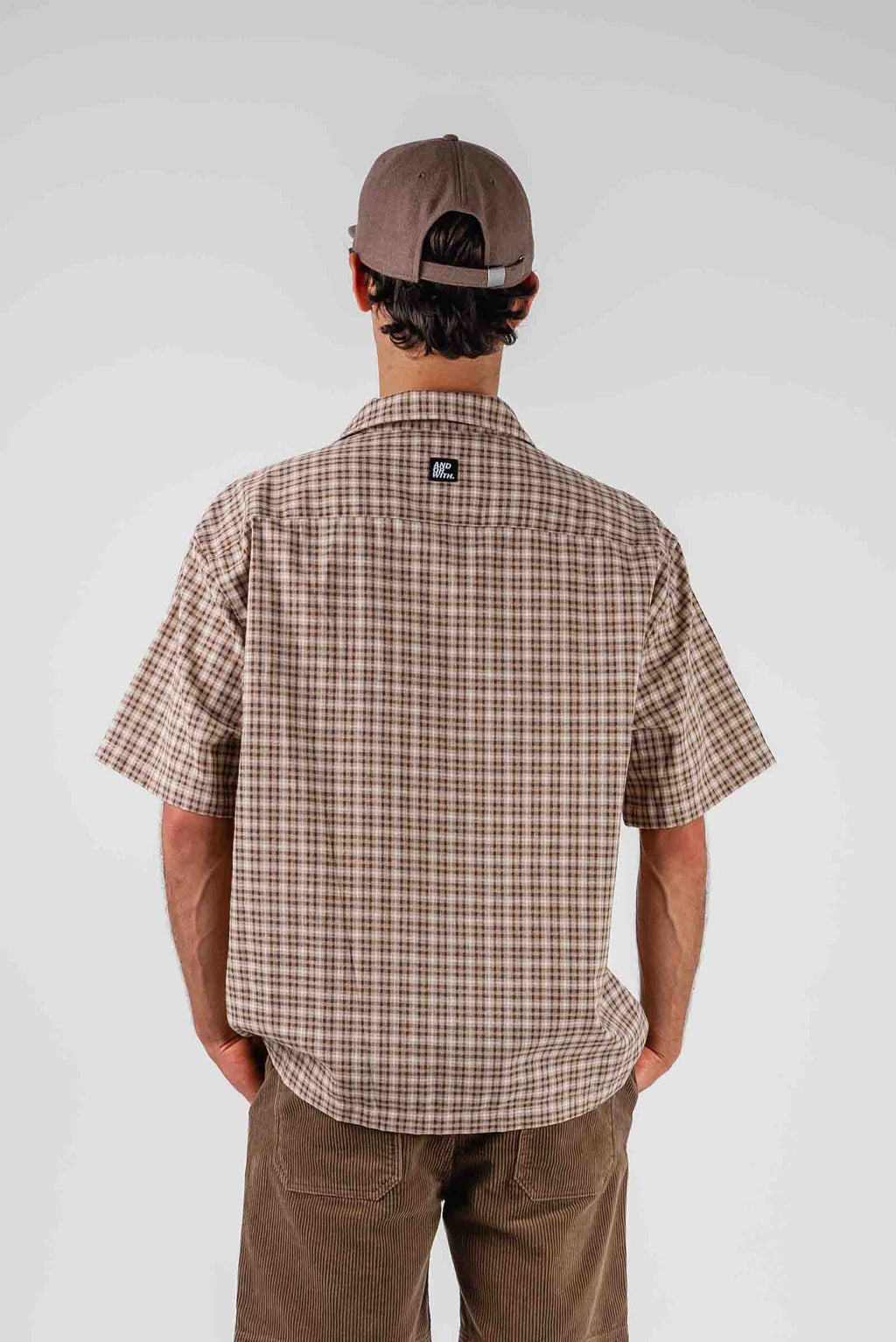 Check Button Up Shirt Brown