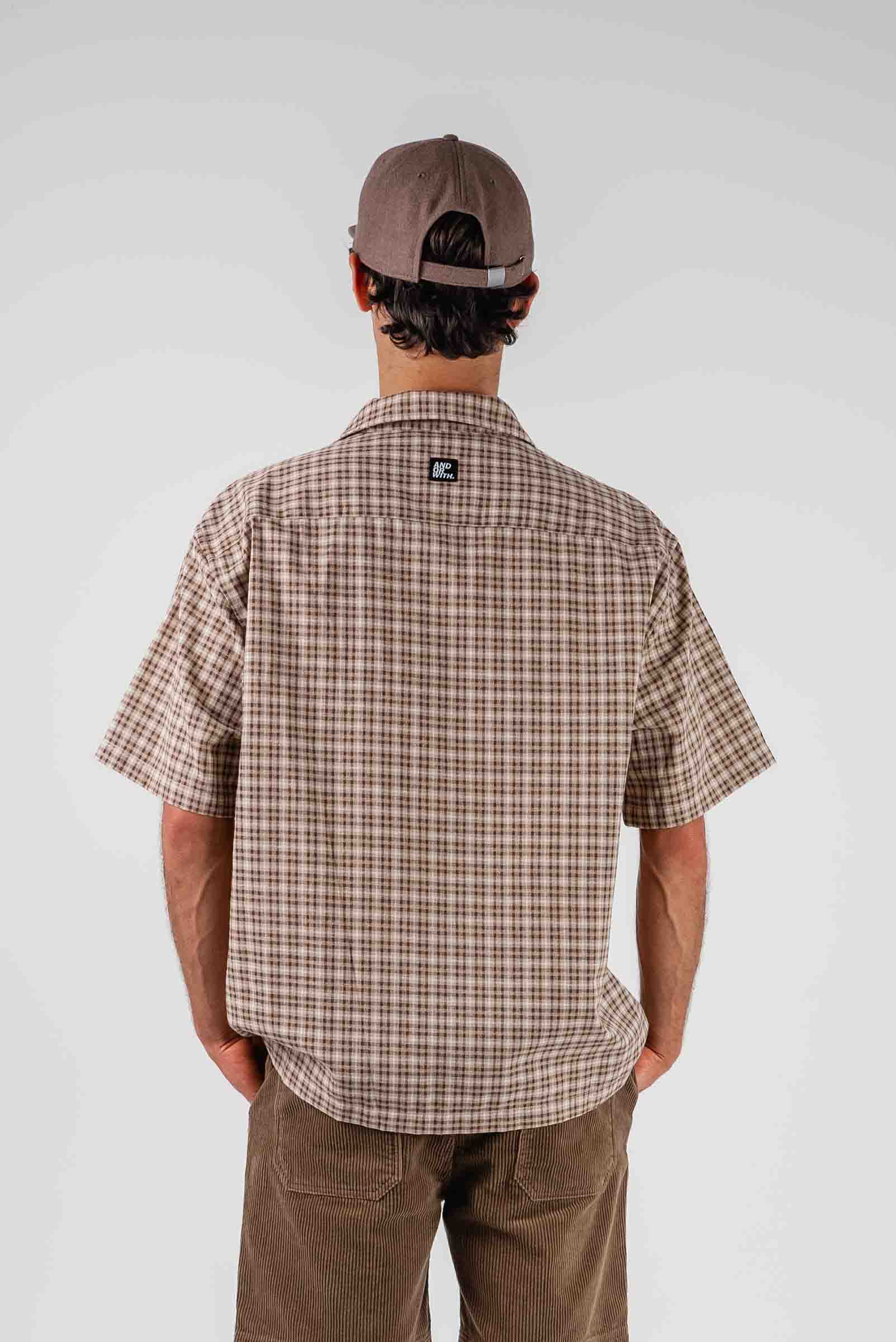 Check Button Up Shirt Brown