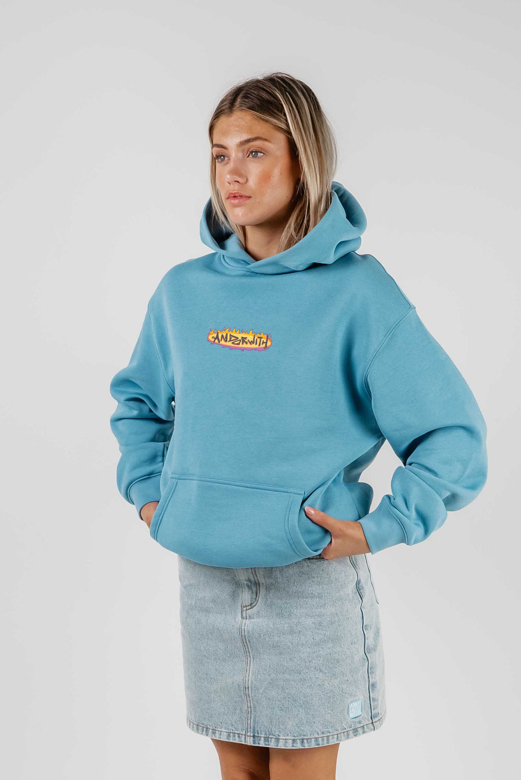 On Fire Hoodie Baby Blue