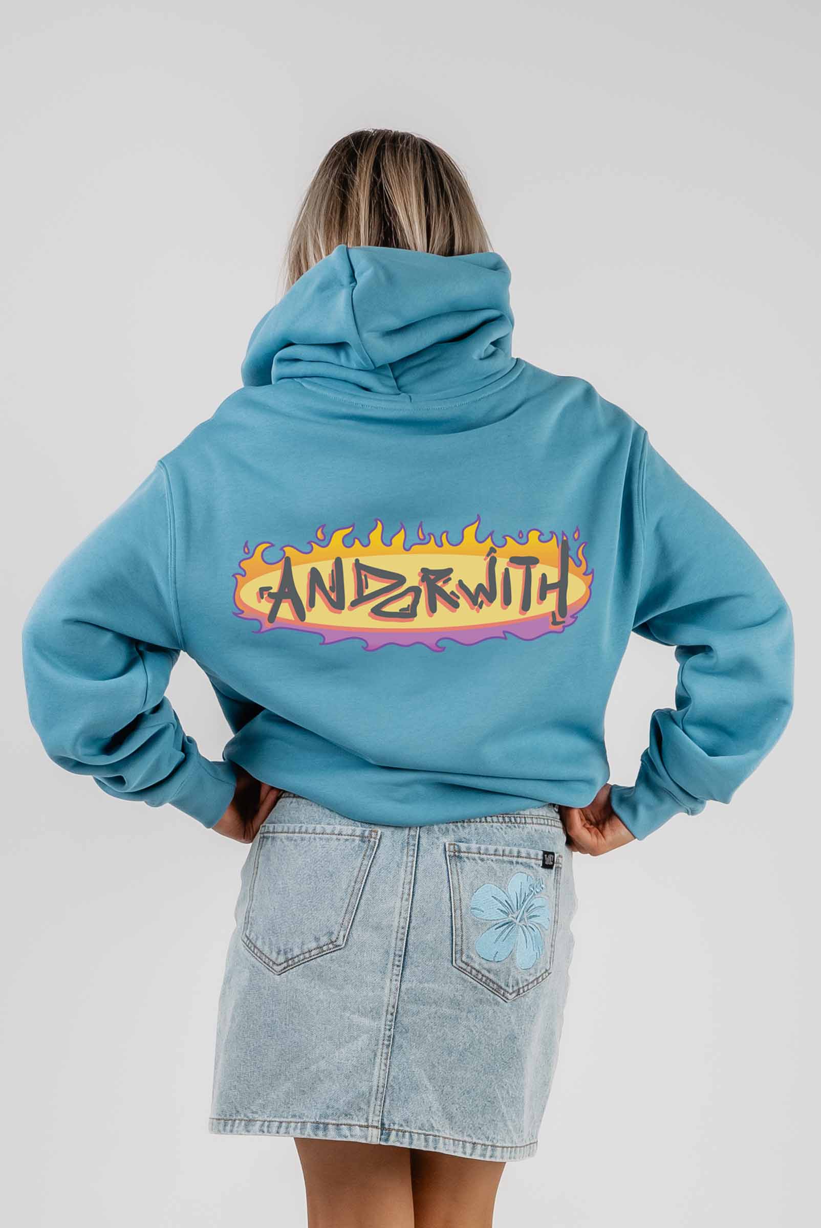 On Fire Hoodie Baby Blue