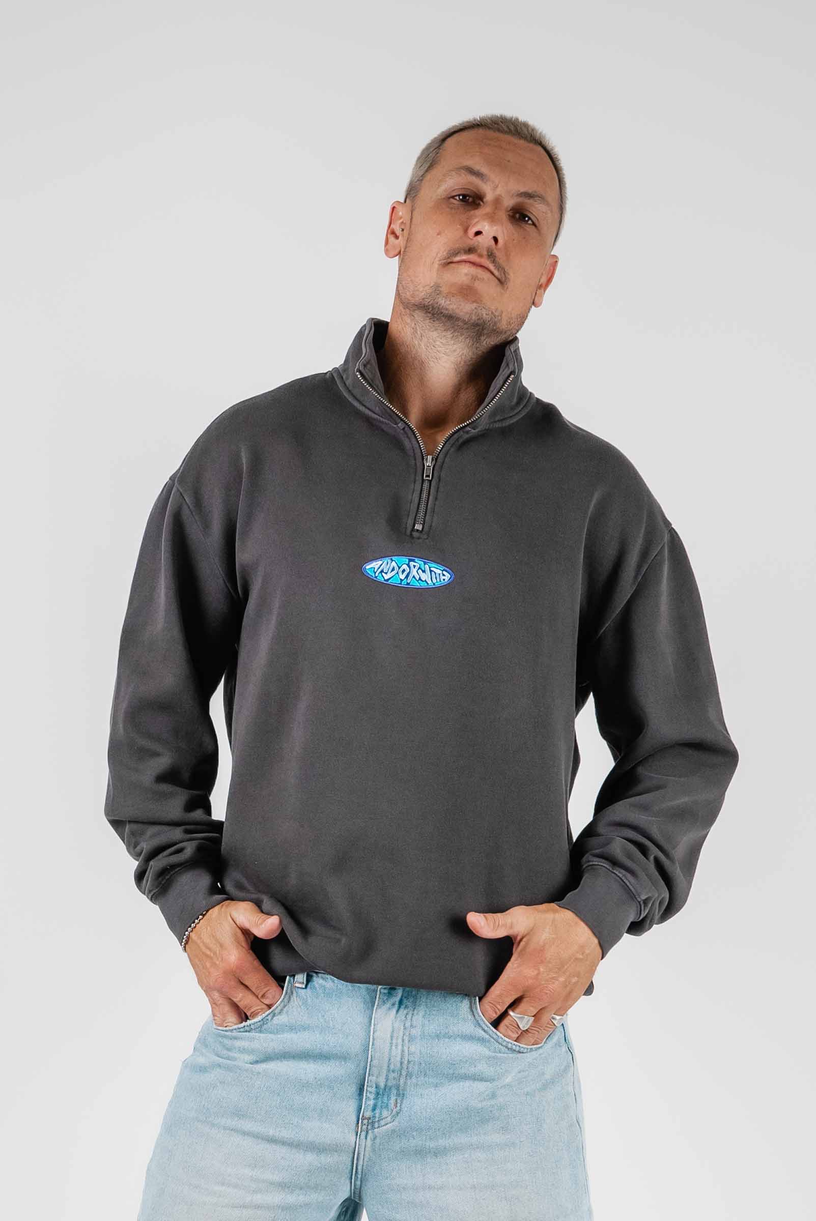 Shield 1/4 Zip Fleece Pullover Faded Black