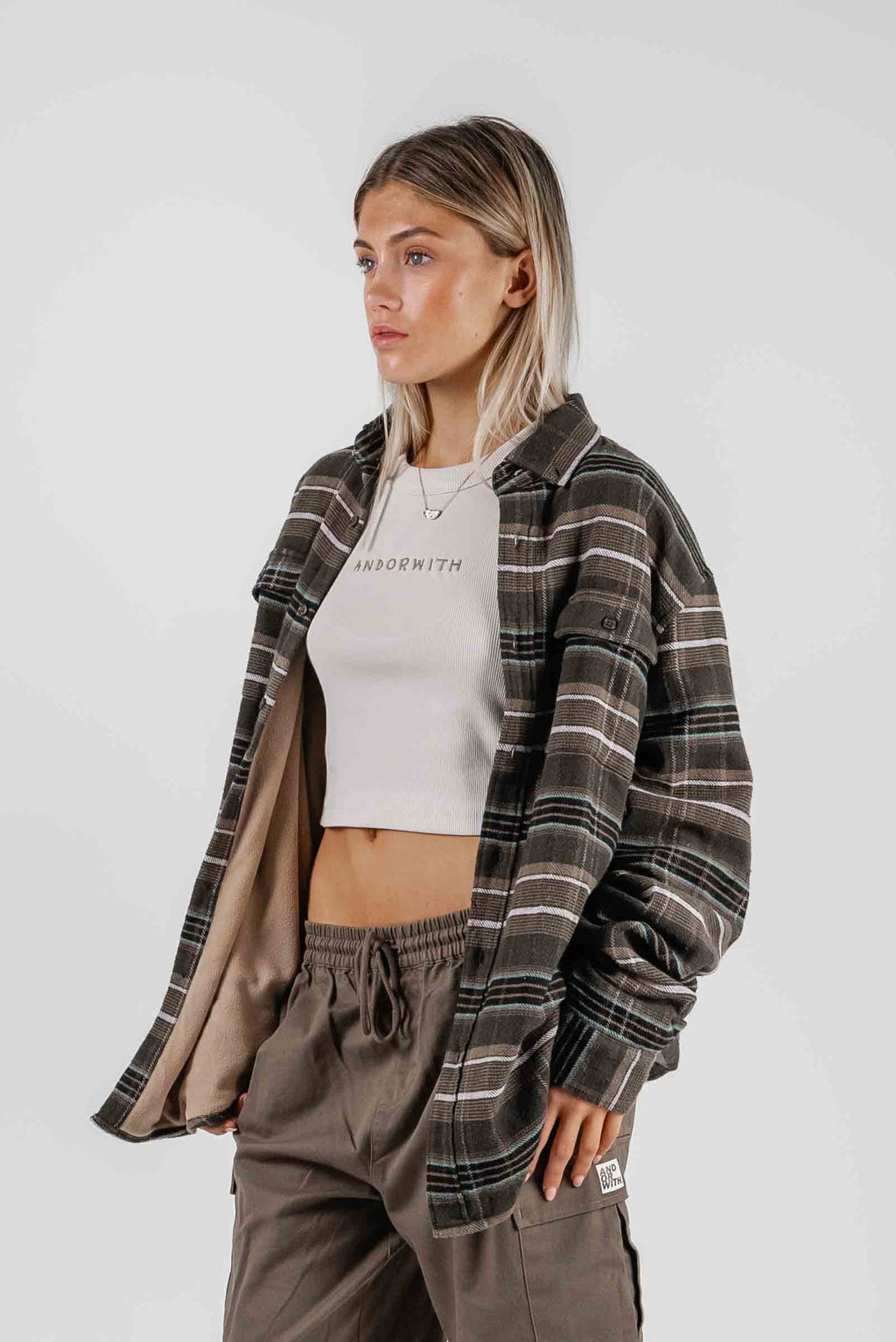 Beached Out Flannel Overshirt Olive