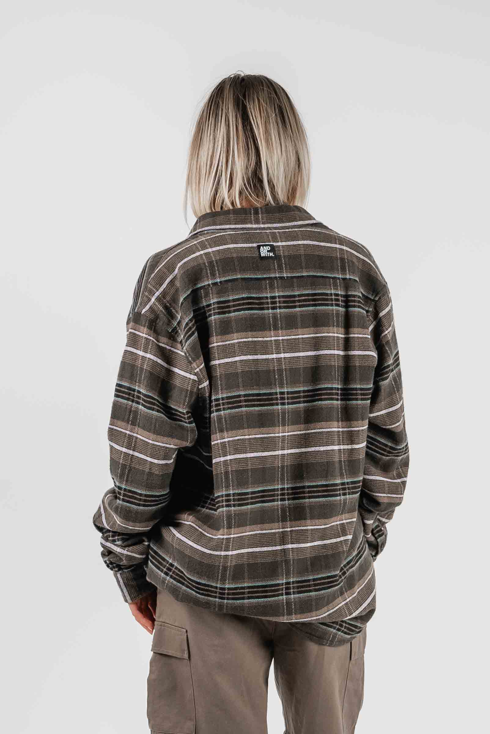 Beached Out Flannel Overshirt Olive