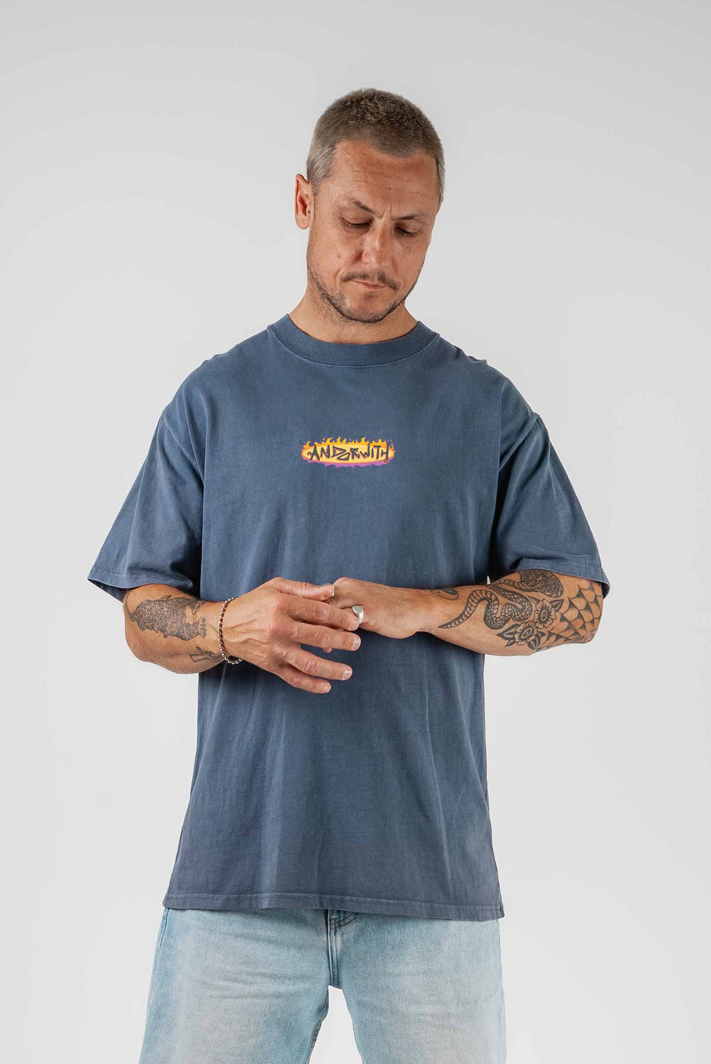 On Fire Oversized Tee Blue