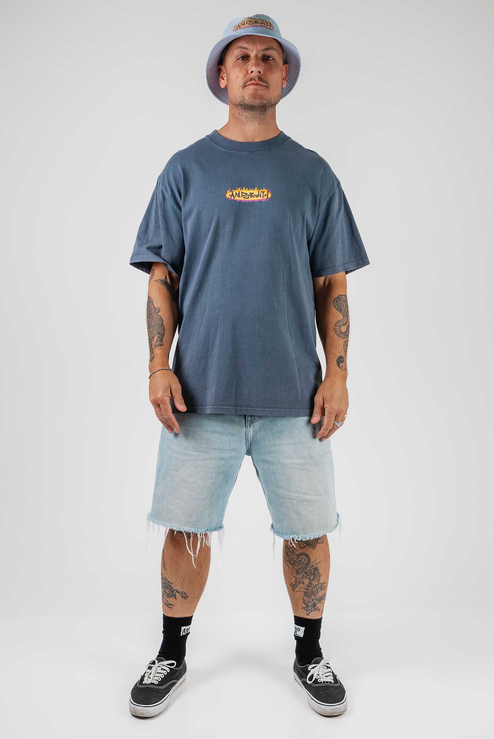On Fire Oversized Tee Blue