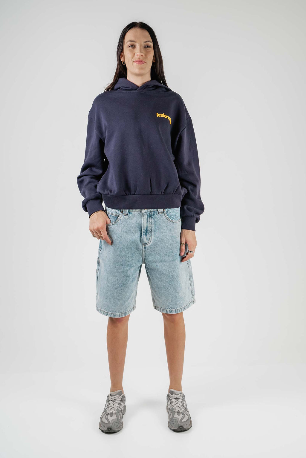 Swoop Box Fit Hoodie Navy