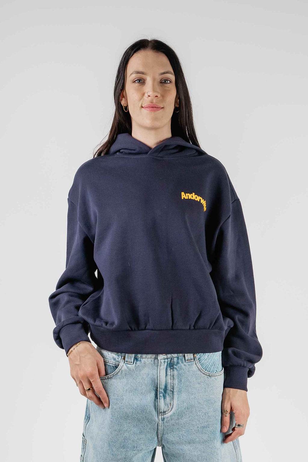Swoop Box Fit Hoodie Navy