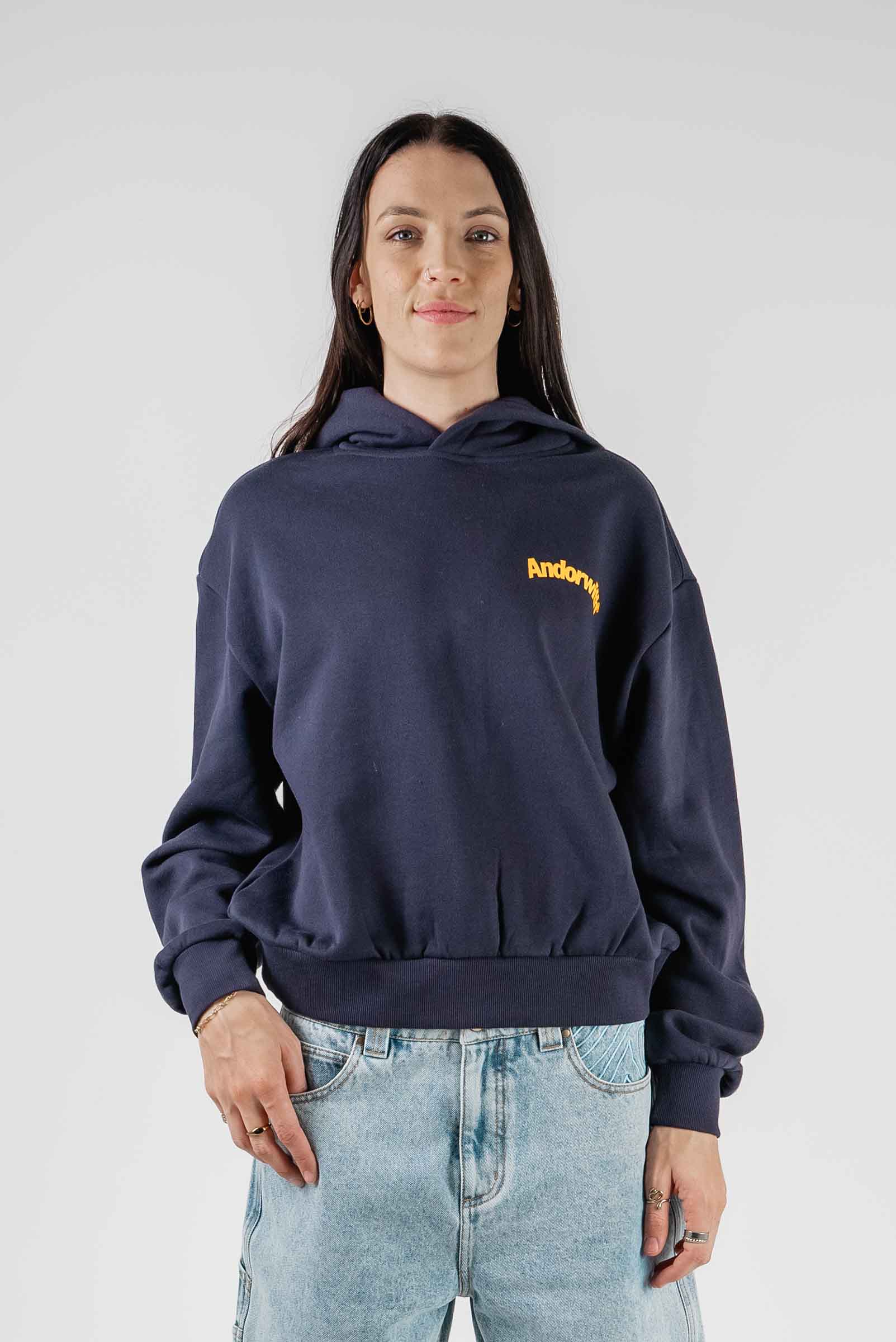 Swoop Box Fit Hoodie Navy